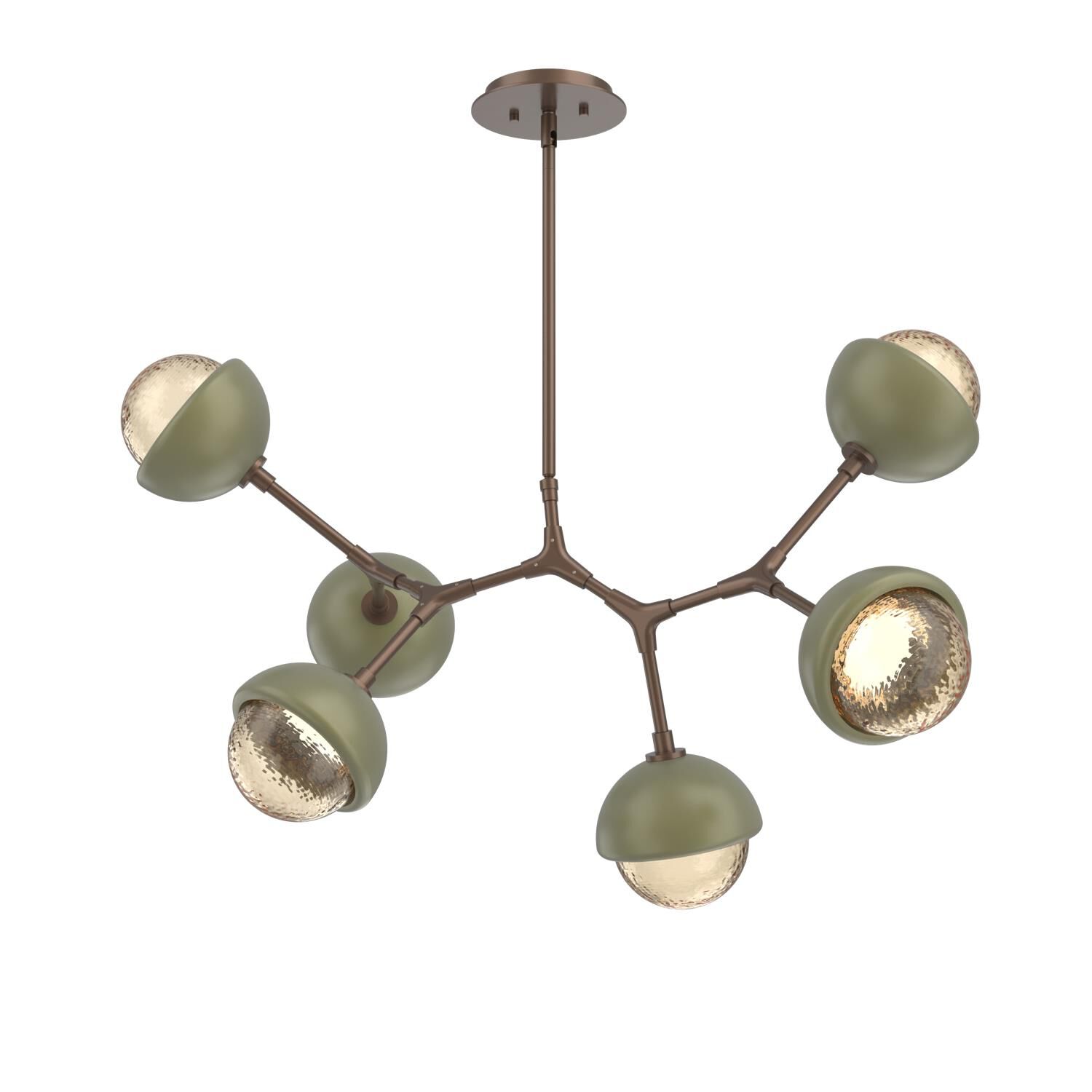 Shown in Burnished Bronze finish and Amber glass and Sage Green accent