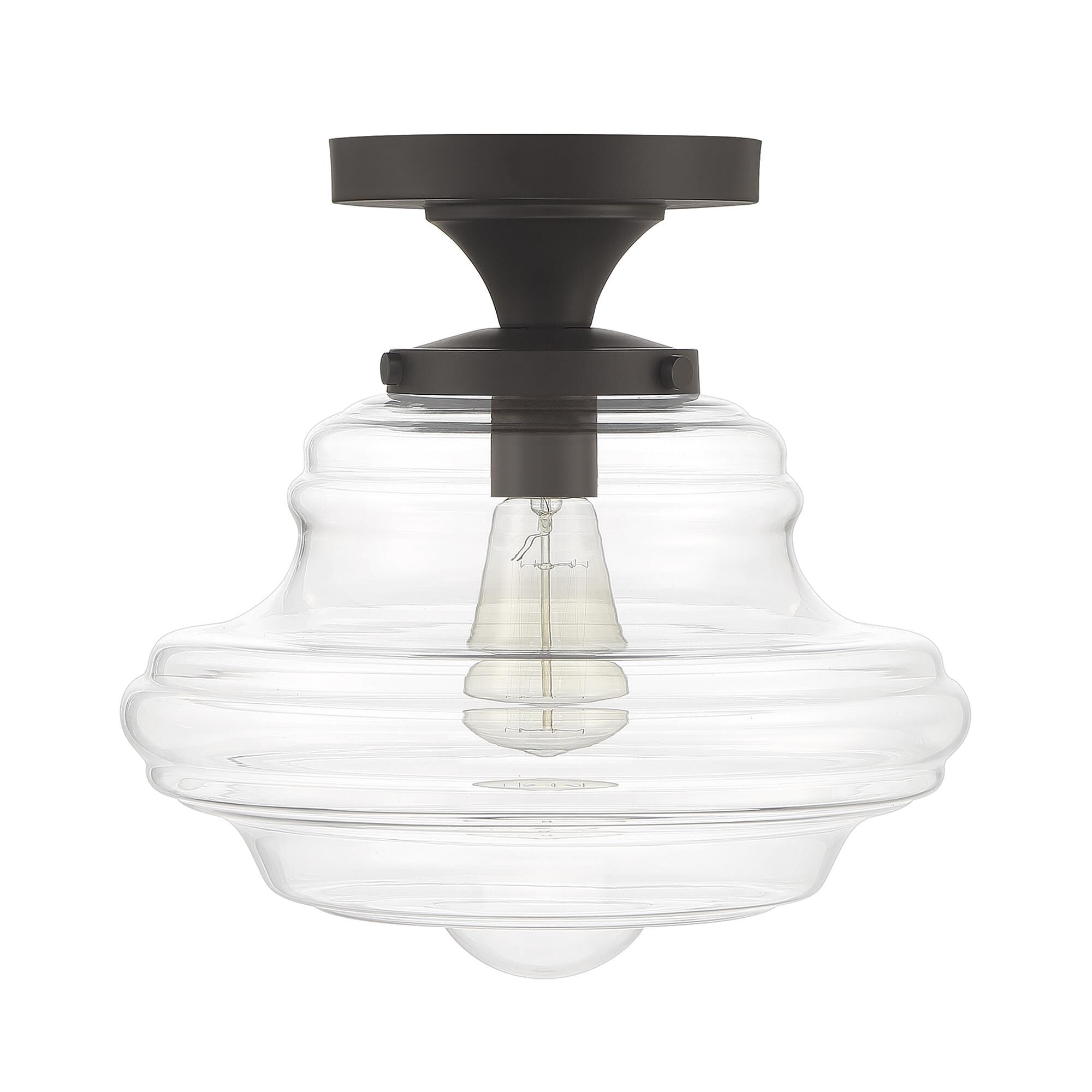 Shown in Oil Rubbed Bronze finish and Clear glass and Glass shade
