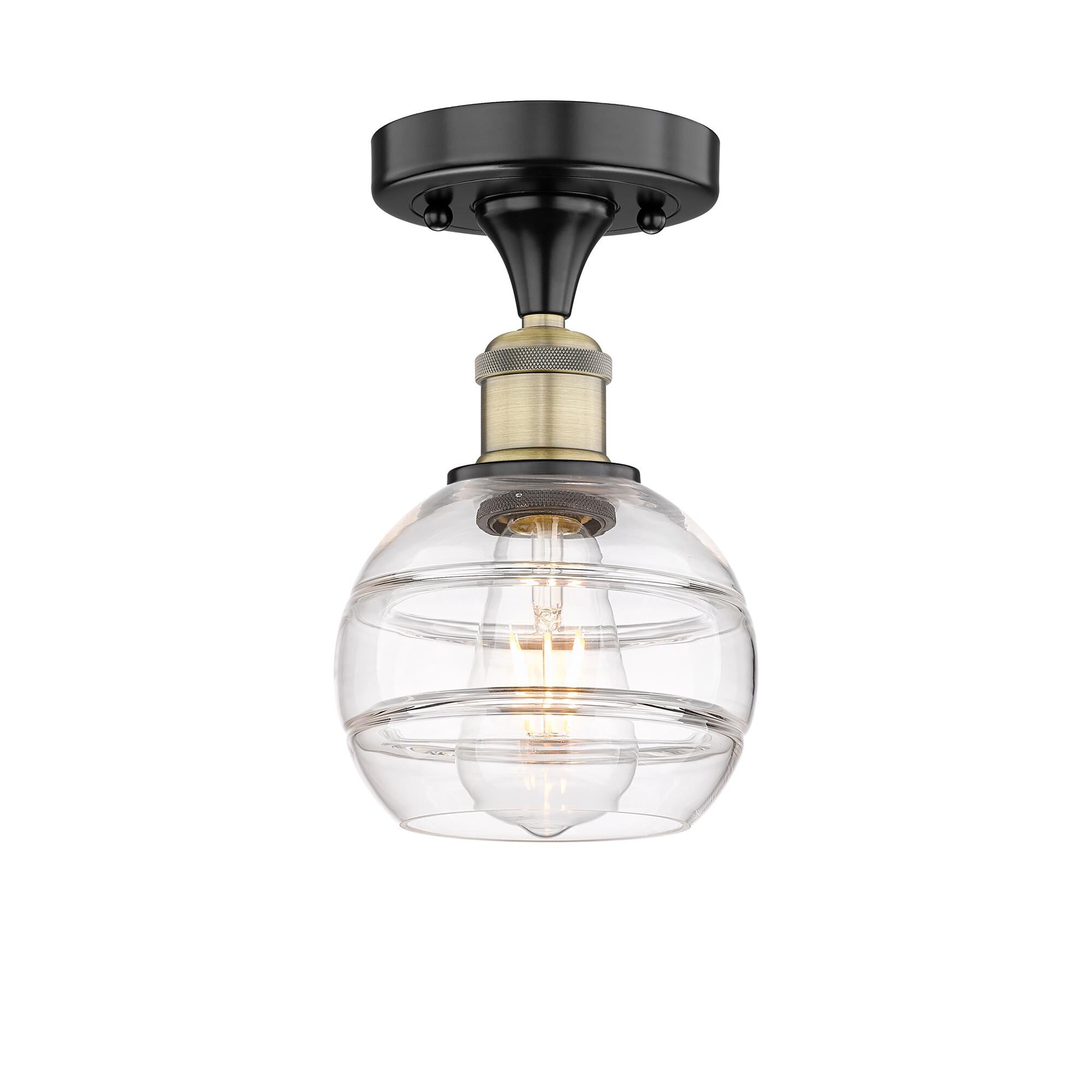 Shown in Black Antique Brass finish and Clear glass