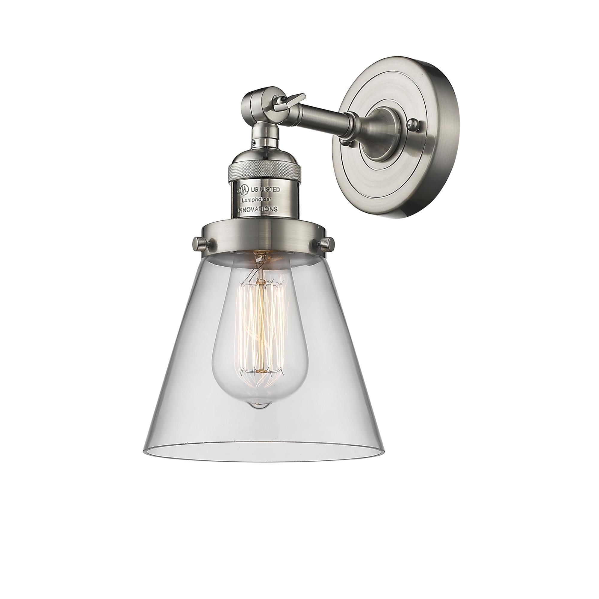 Shown in Brushed Satin Nickel finish and Clear glass