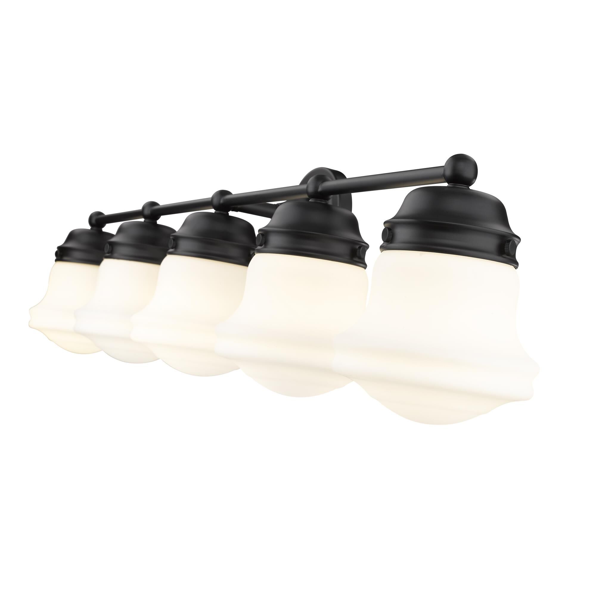 Shown in Matte Black finish and Glass shade