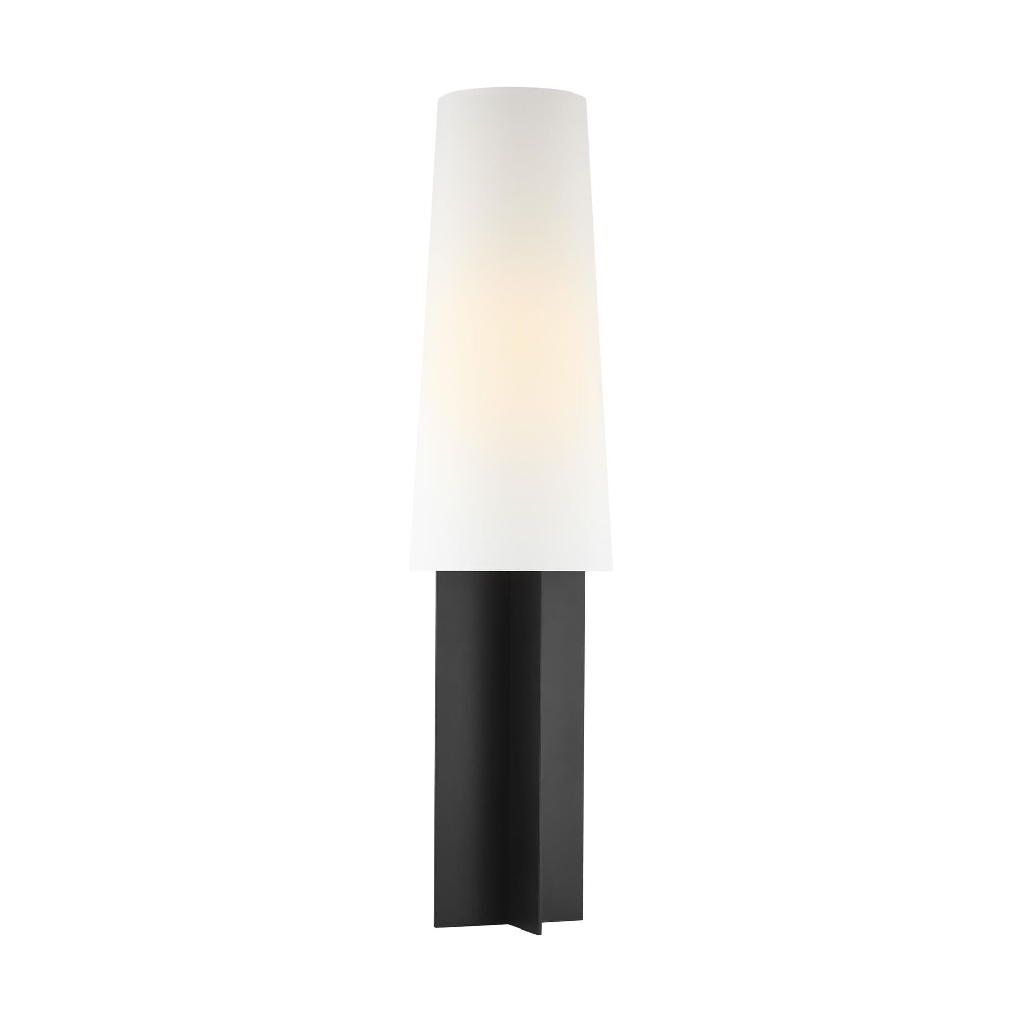 Shown in Midnight Black finish and White Linen shade