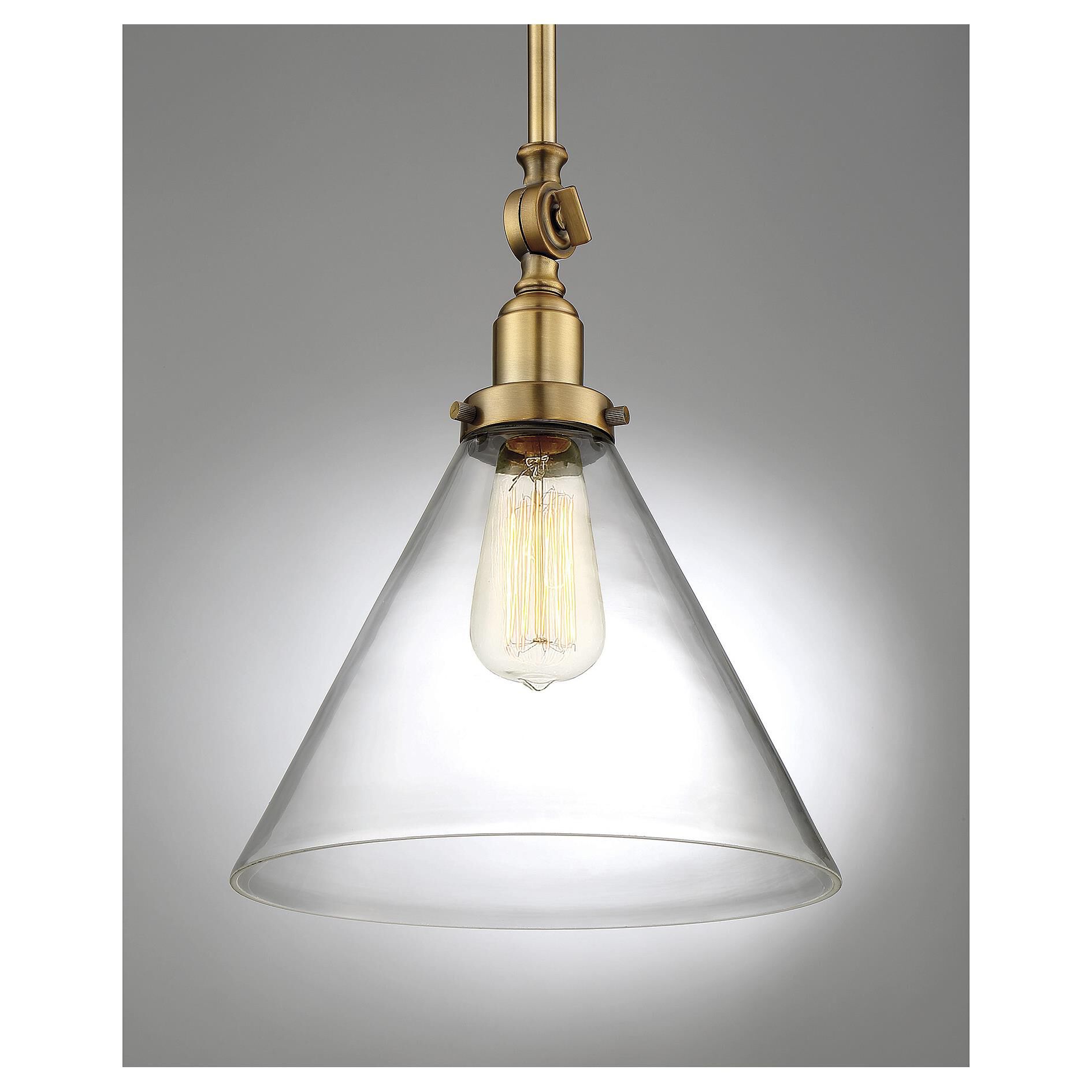 Shown in Warm Brass finish and Clear glass