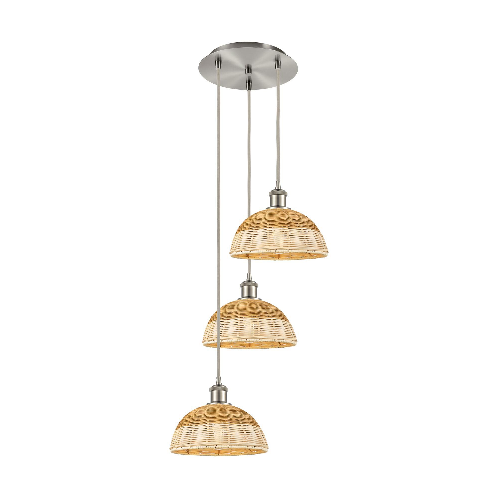 Shown in Brushed Satin Nickel finish and Natural shade