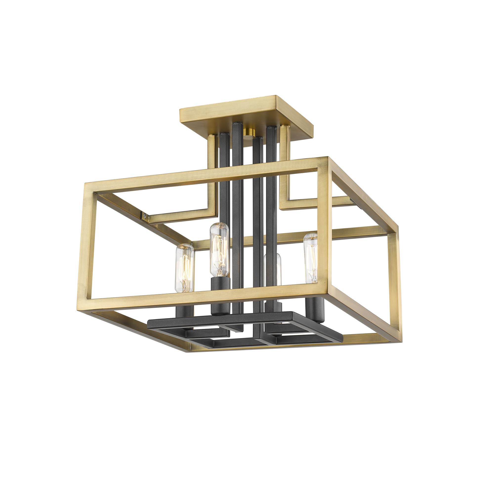 Shown in Olde Brass + Bronze finish and --- glass and --- shade