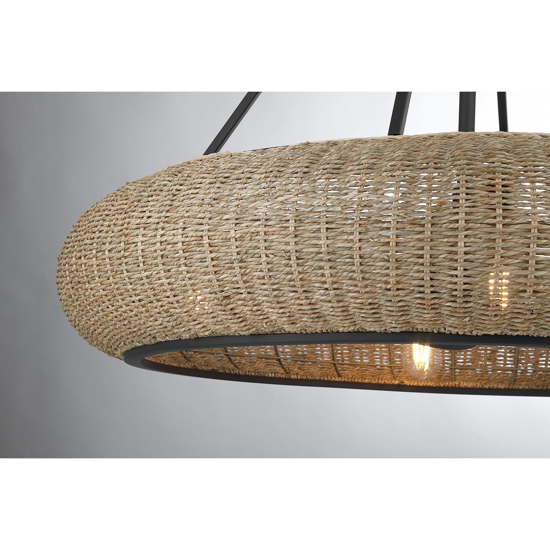 Shown in Matte Black finish and Woven Seagrass shade