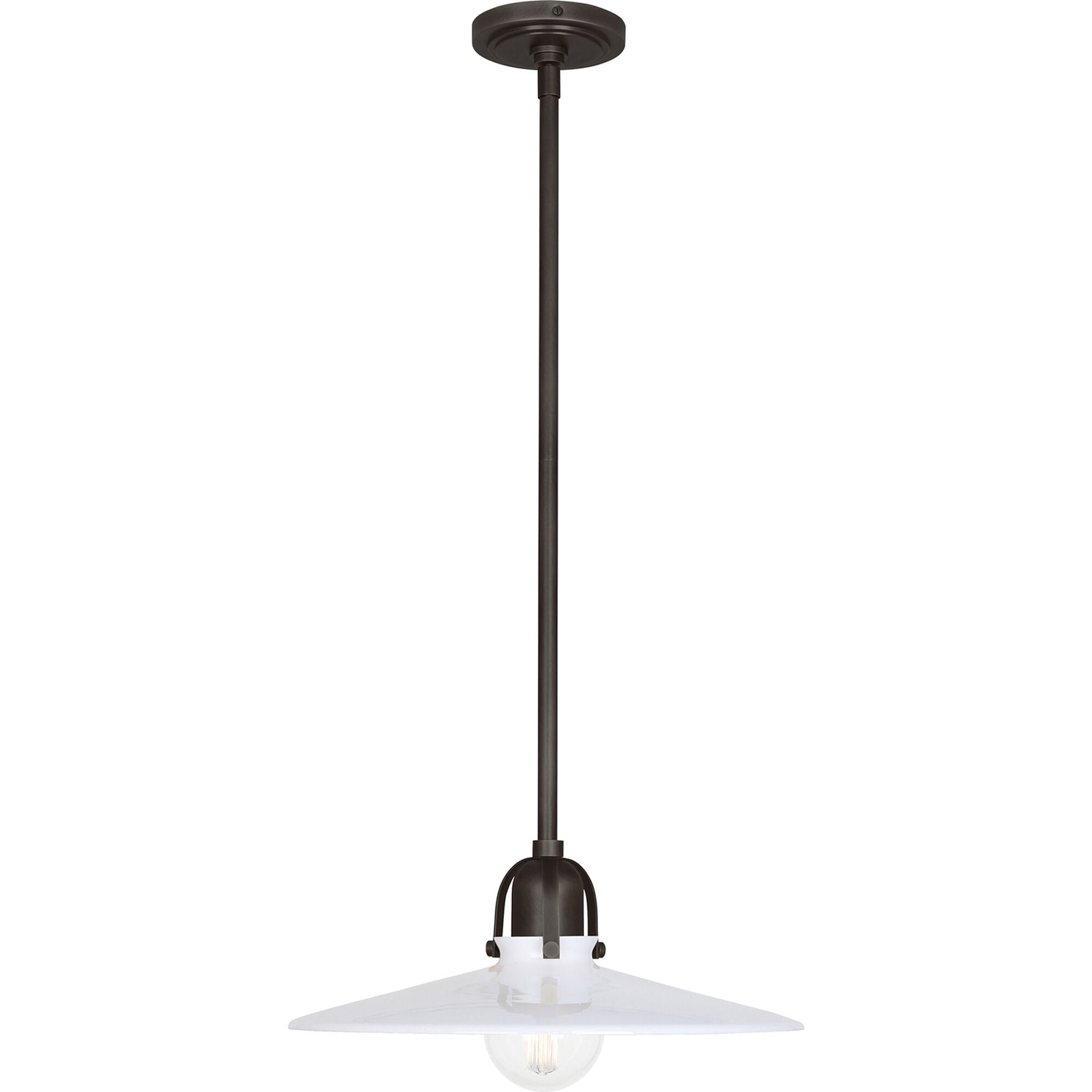 Shown in Deep Patina Bronze finish and White glass