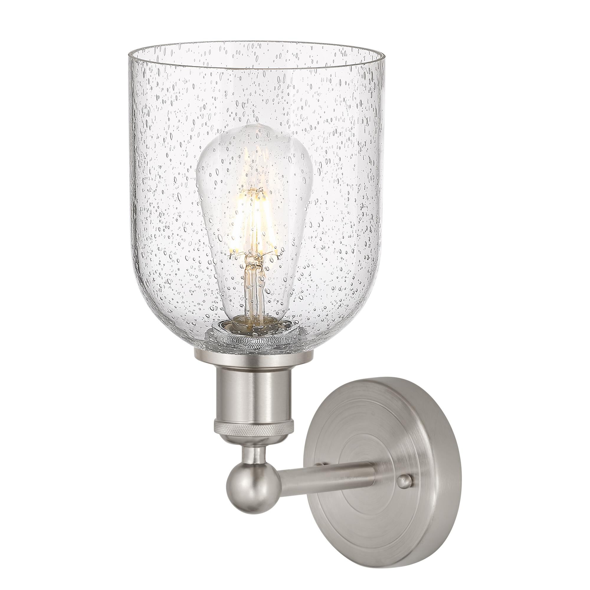 Shown in Brushed Satin Nickel finish and Seedy glass