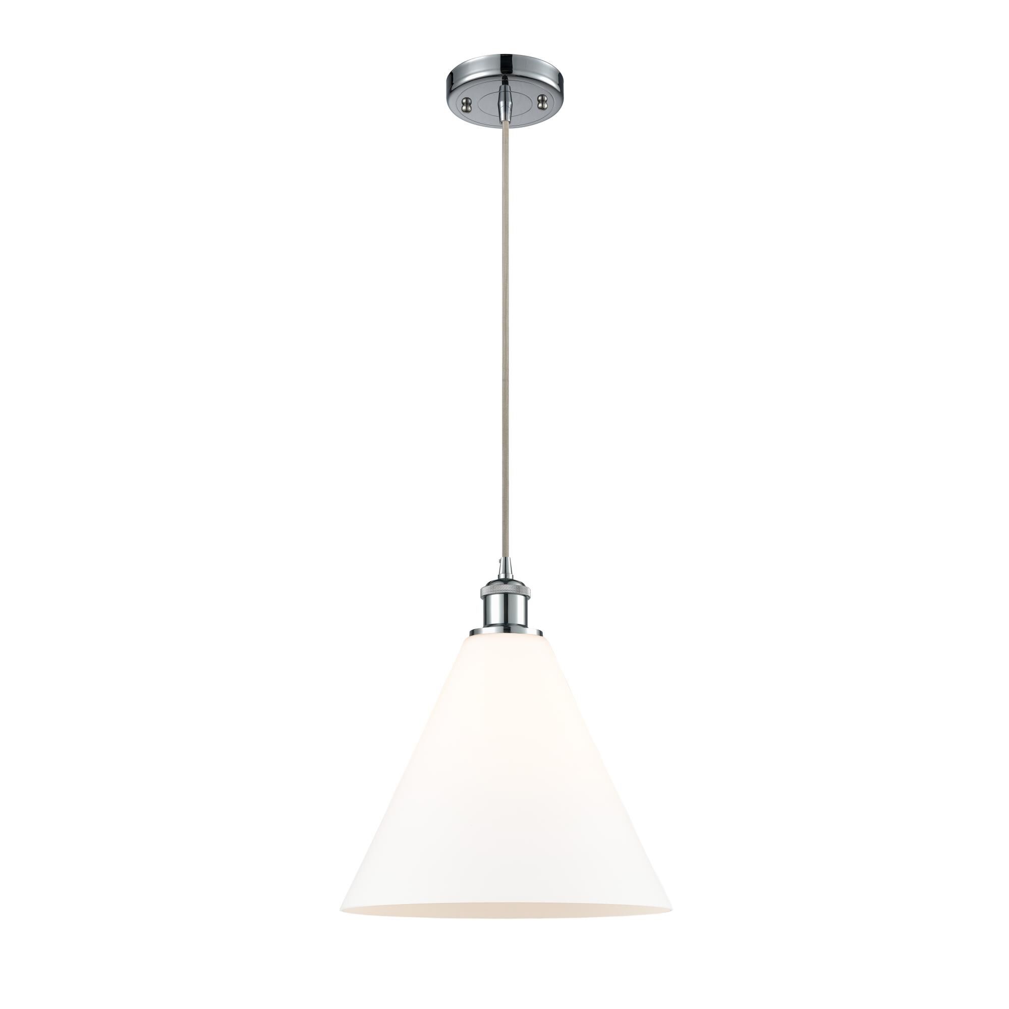 Shown in Polished Chrome finish and Matte White Cased Ballston Cone glass and No Shade shade