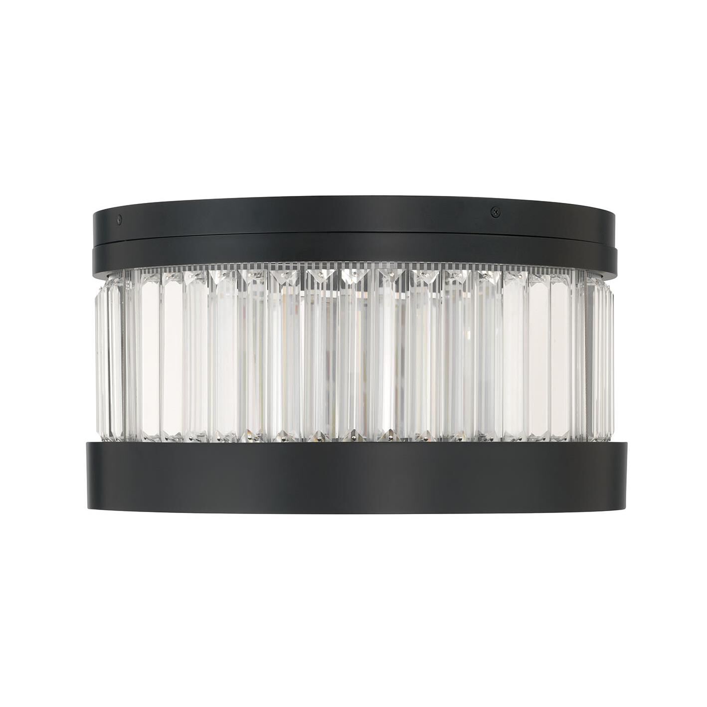 Shown in Matte Black finish and Clear Crystal glass