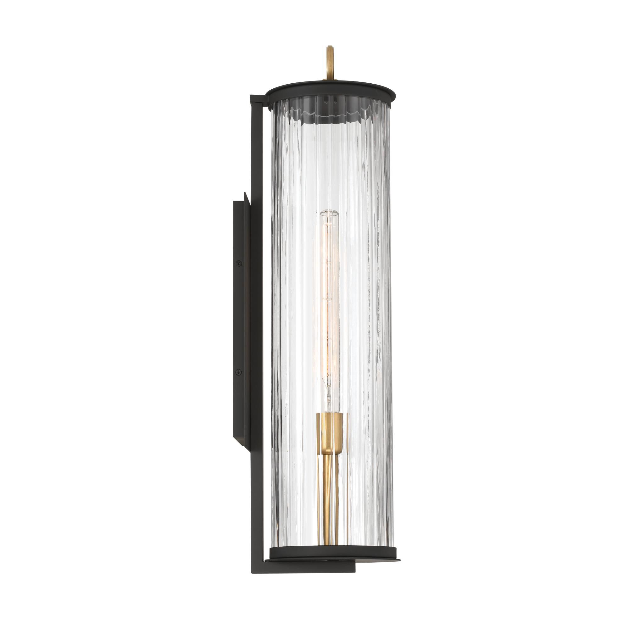 Shown in Legacy Brass (Painted) & Dark finish and Clear glass and Ribbed Glass shade