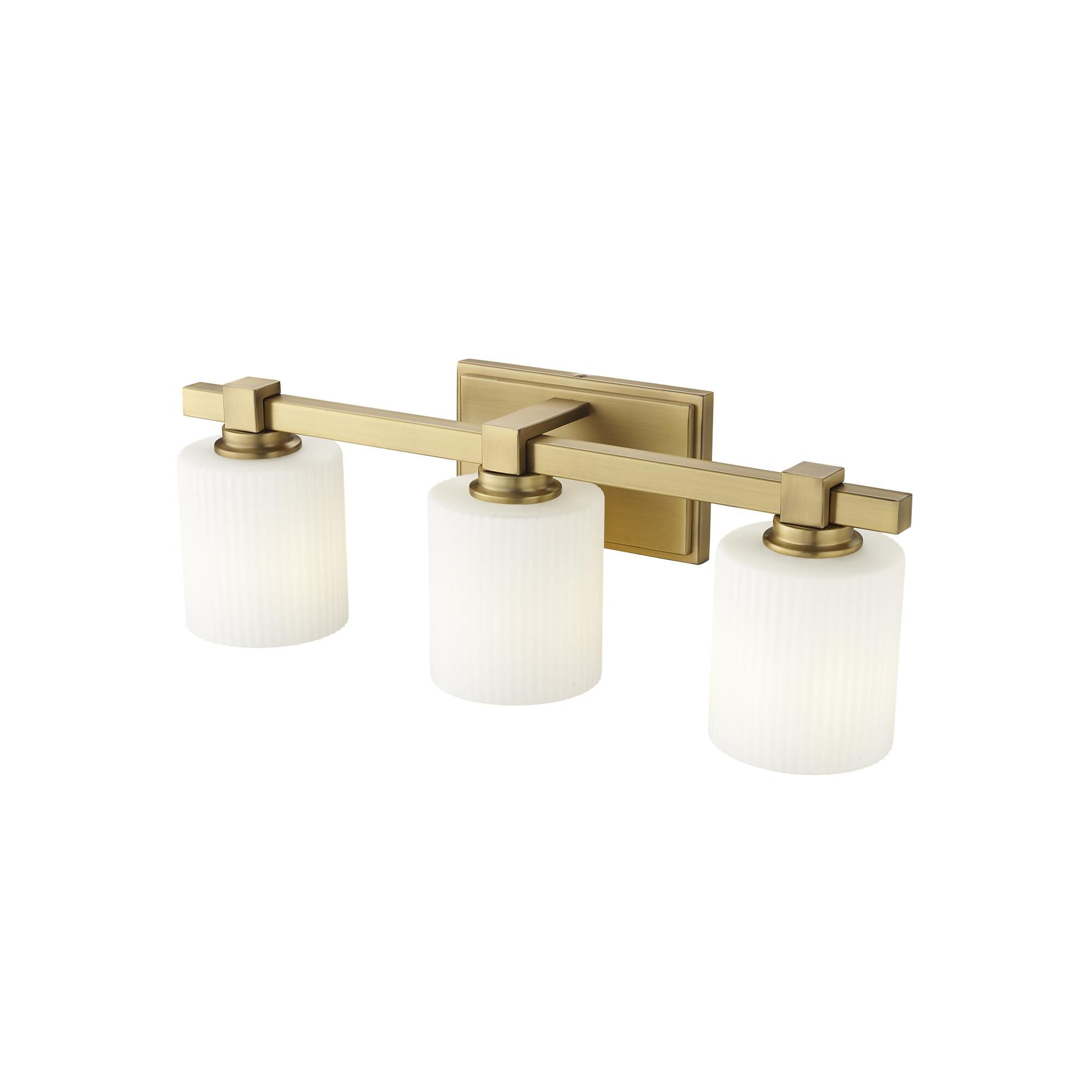 Shown in Vintage Brass finish and Opal Ribbed glass