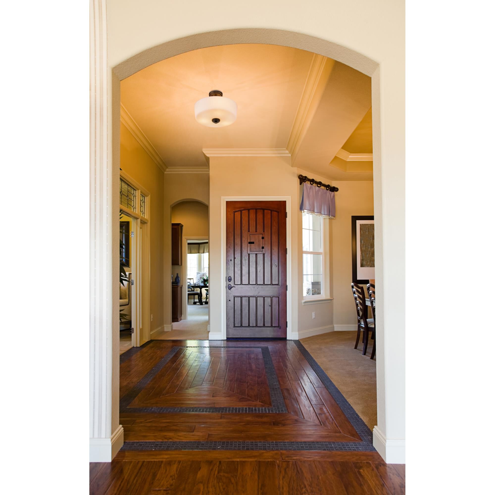 Shown in Bronze finish and Glass shade