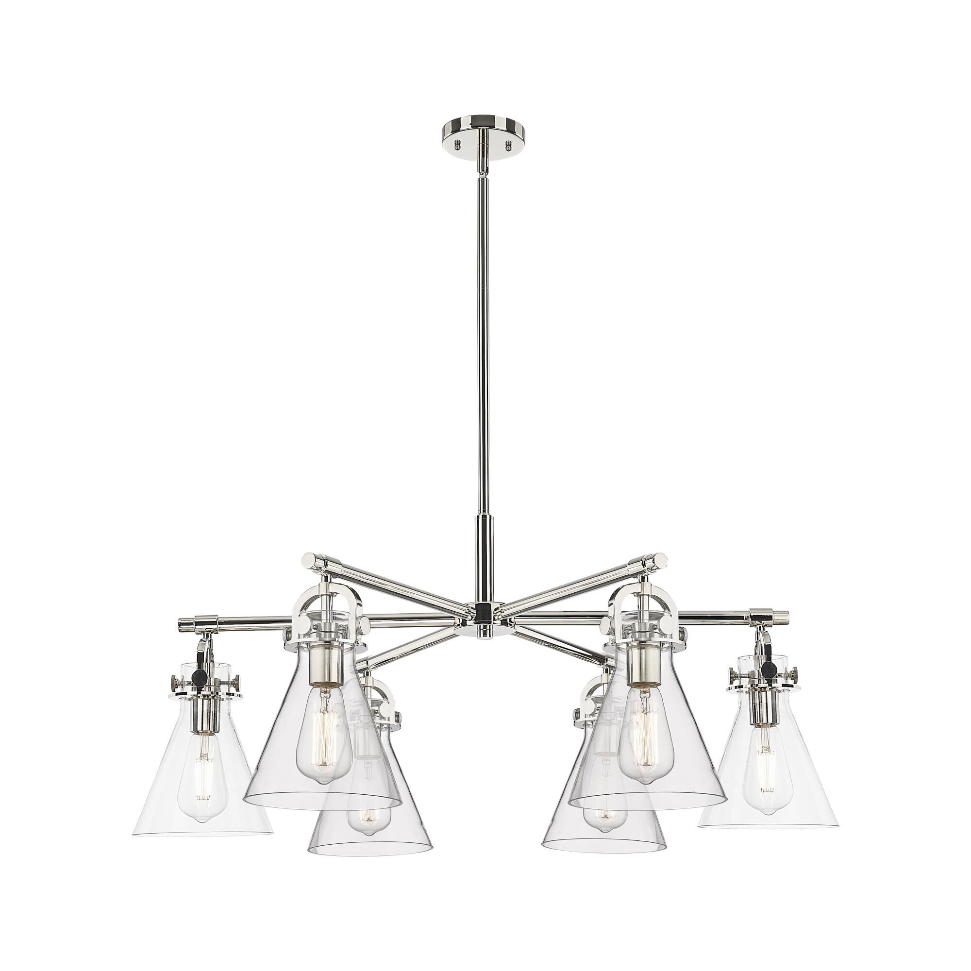 Shown in Polished Nickel finish and Clear shade