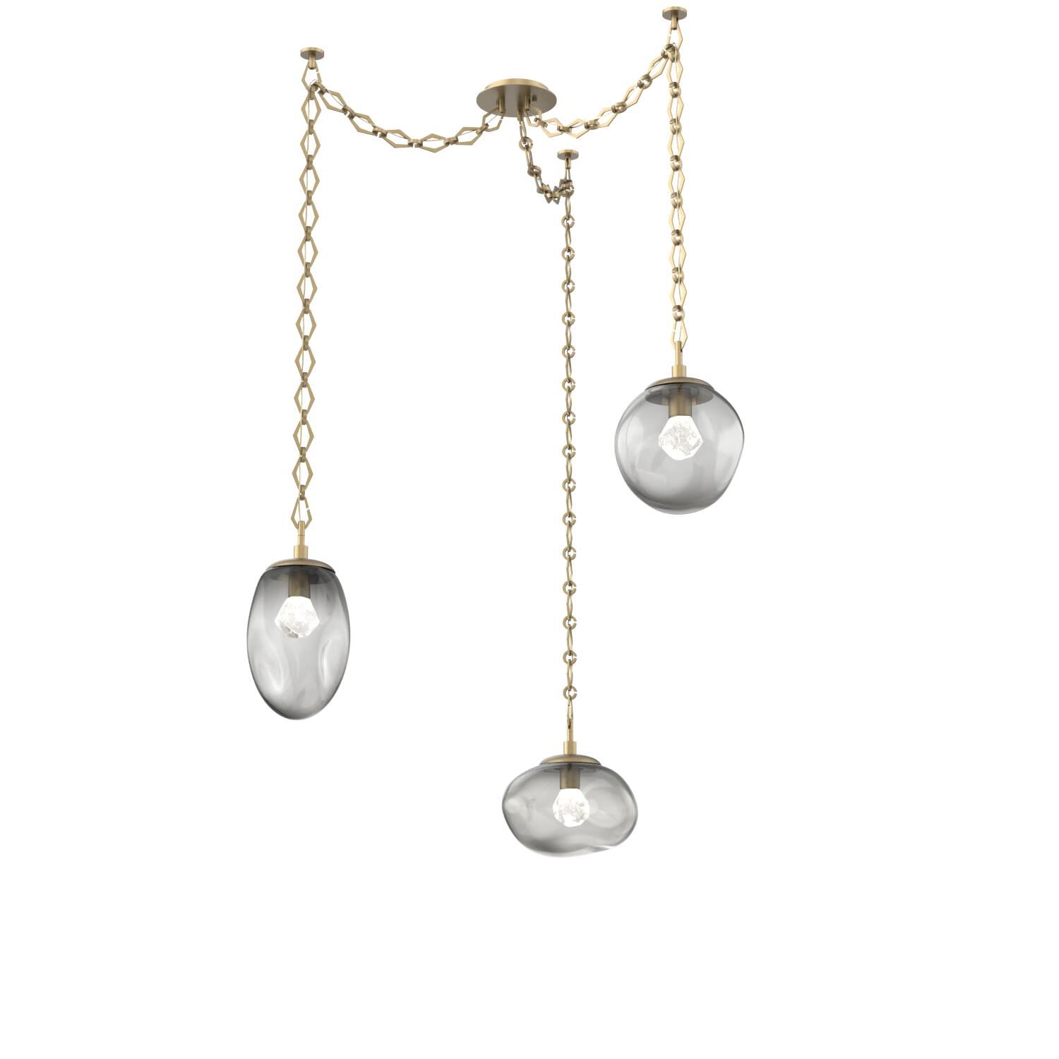 Shown in Gilded Brass finish and Zircon Smoke glass