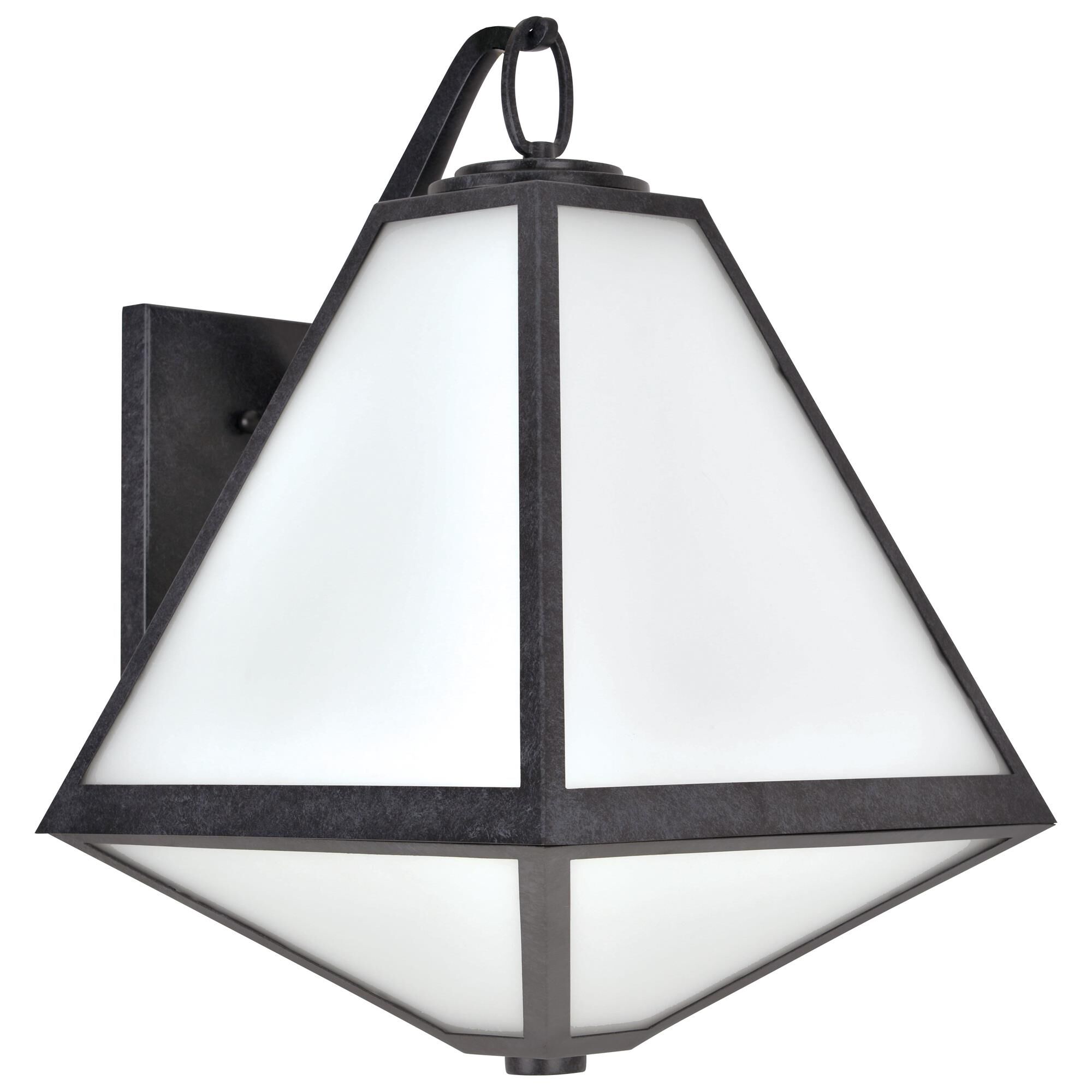 Shown in Black Charcoal finish and White Opal  Panel glass and White Opal Glass Panel shade