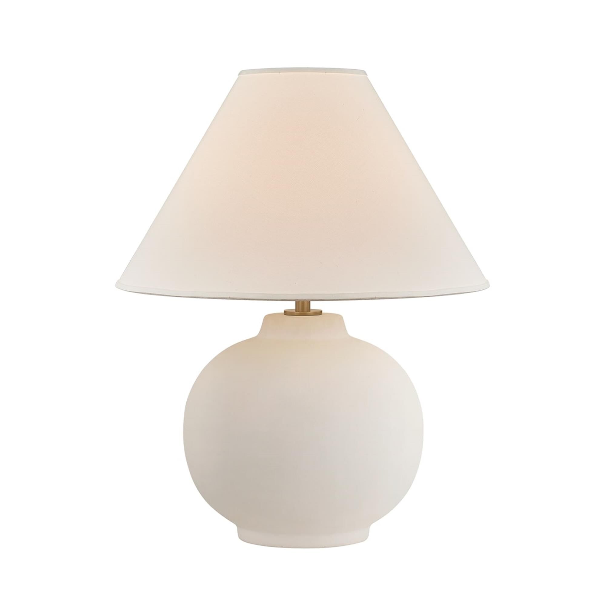 Shown in Patina Brass finish and White Linen 1 shade