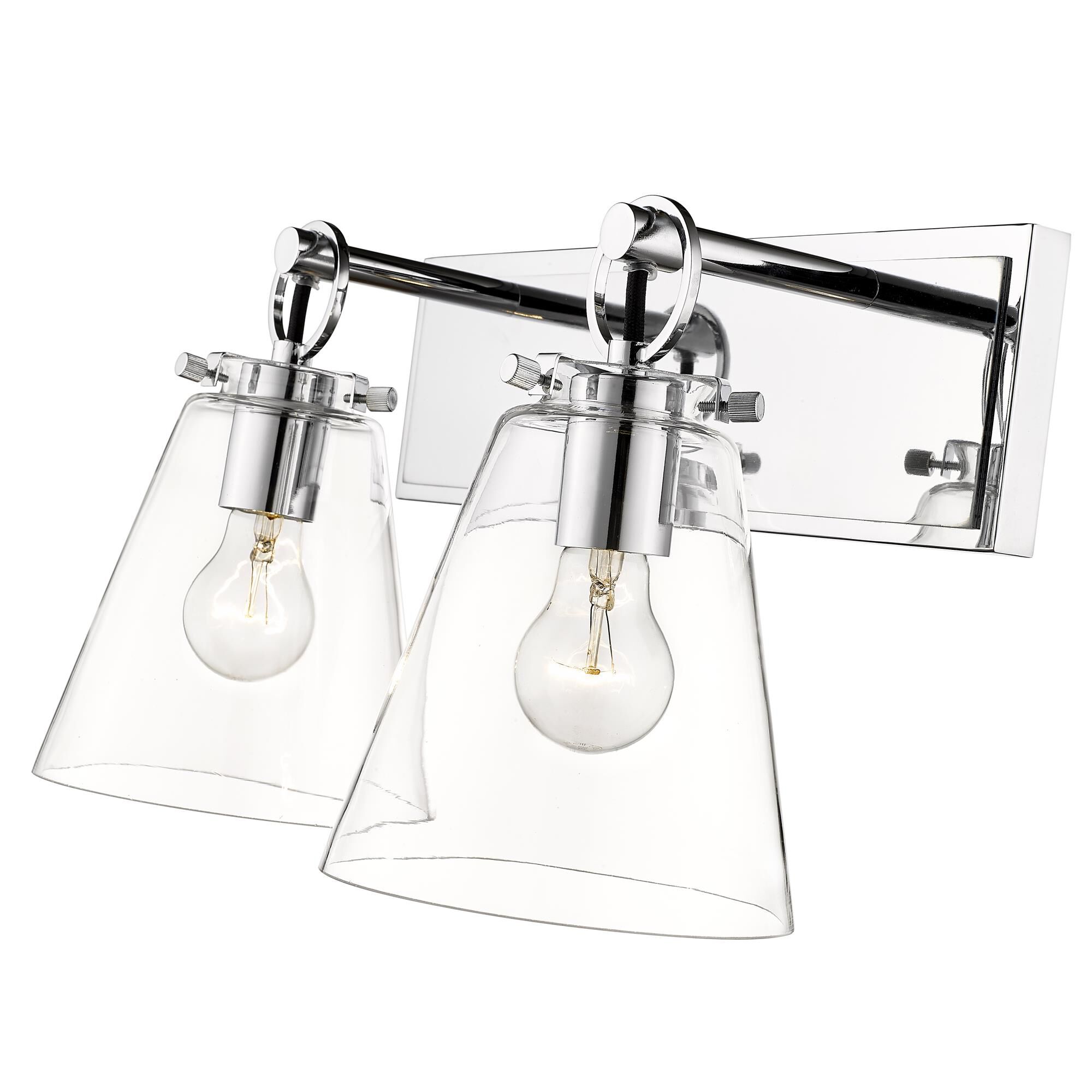 Shown in Chrome finish and Glass shade