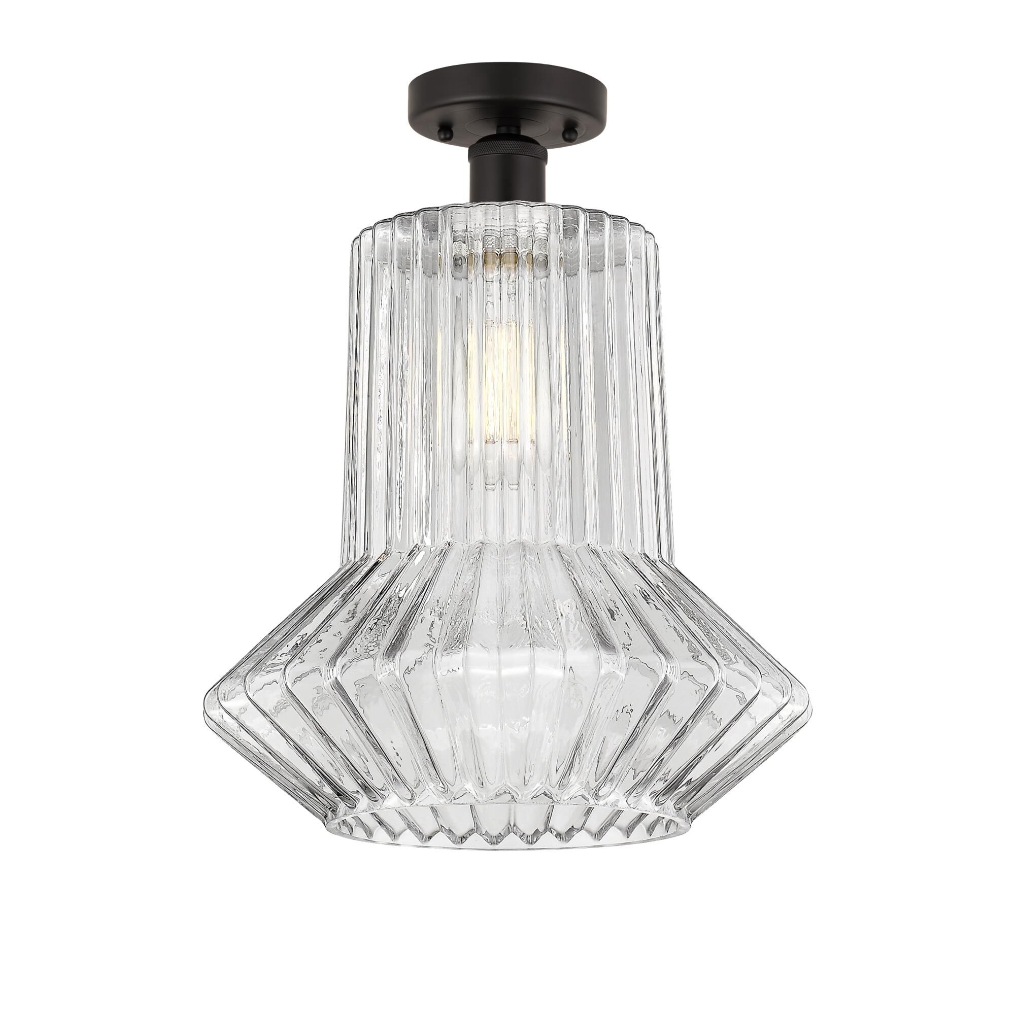 Shown in Oil Rubbed Bronze, Clear Spiral Fluted finish and Clear Spiral Fluted glass and Clear Spiral Fluted Glass shade