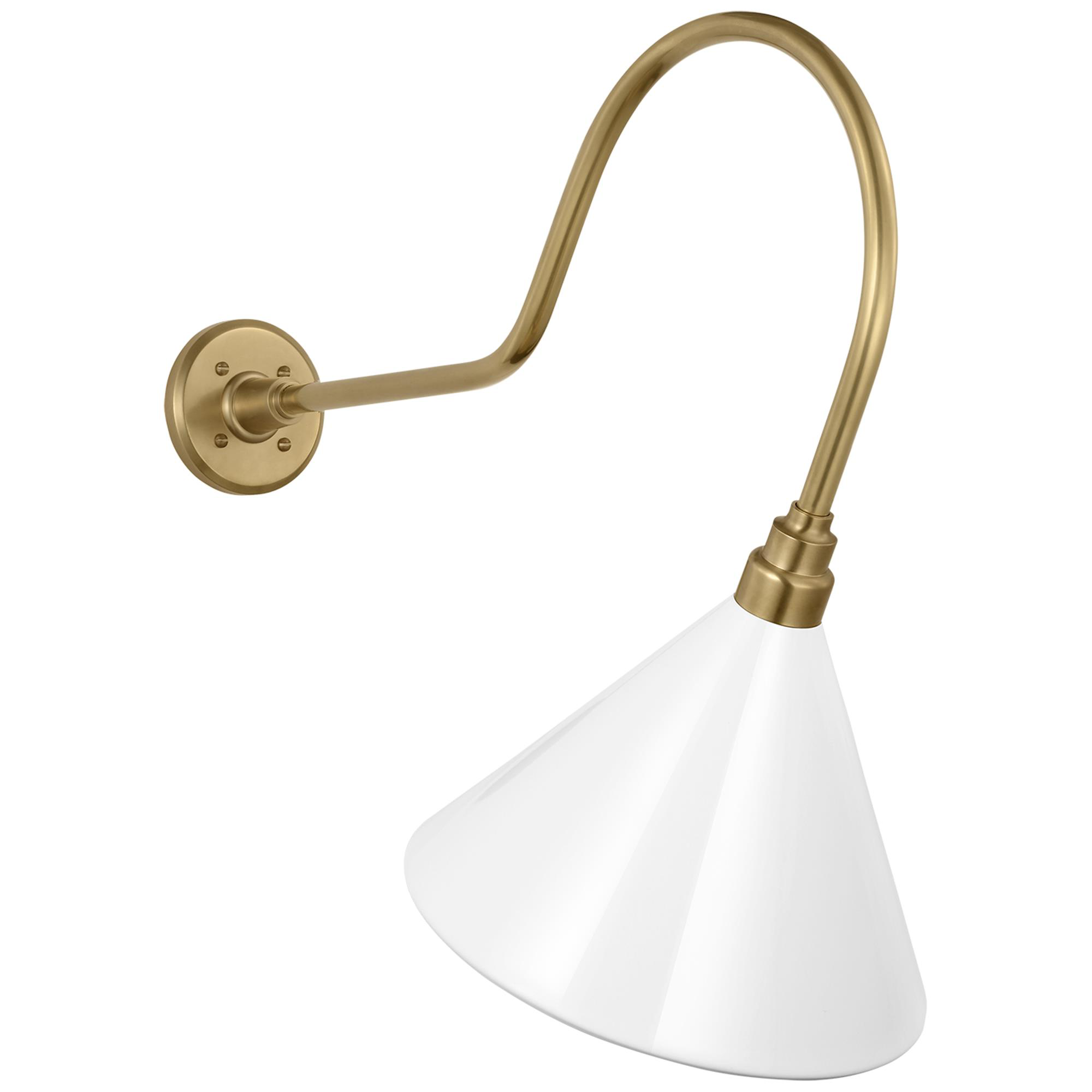 Shown in Hand-Rubbed Antique Brass finish and White Conical Savannah shade