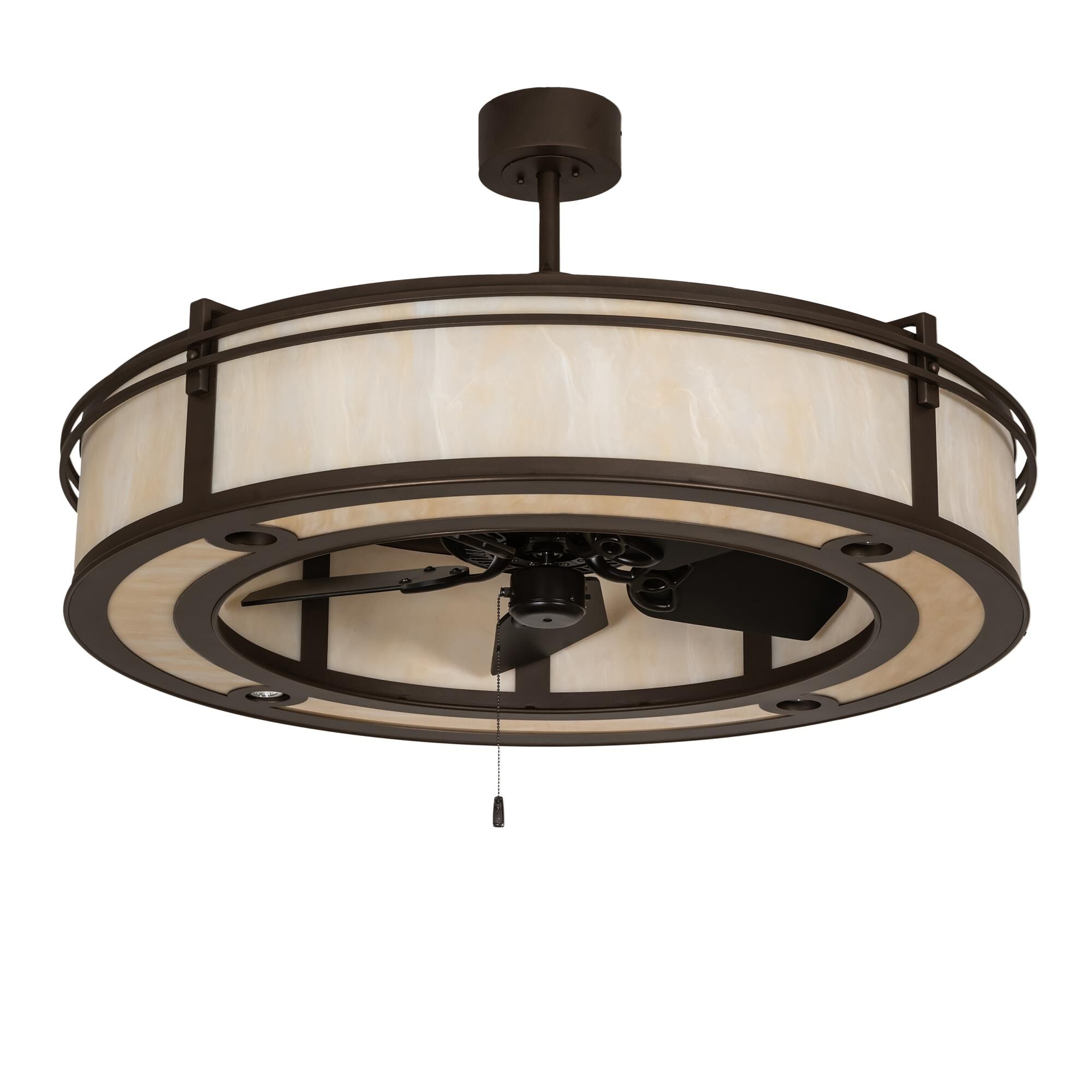 Shown in Bronze Finish finish and Beige glass