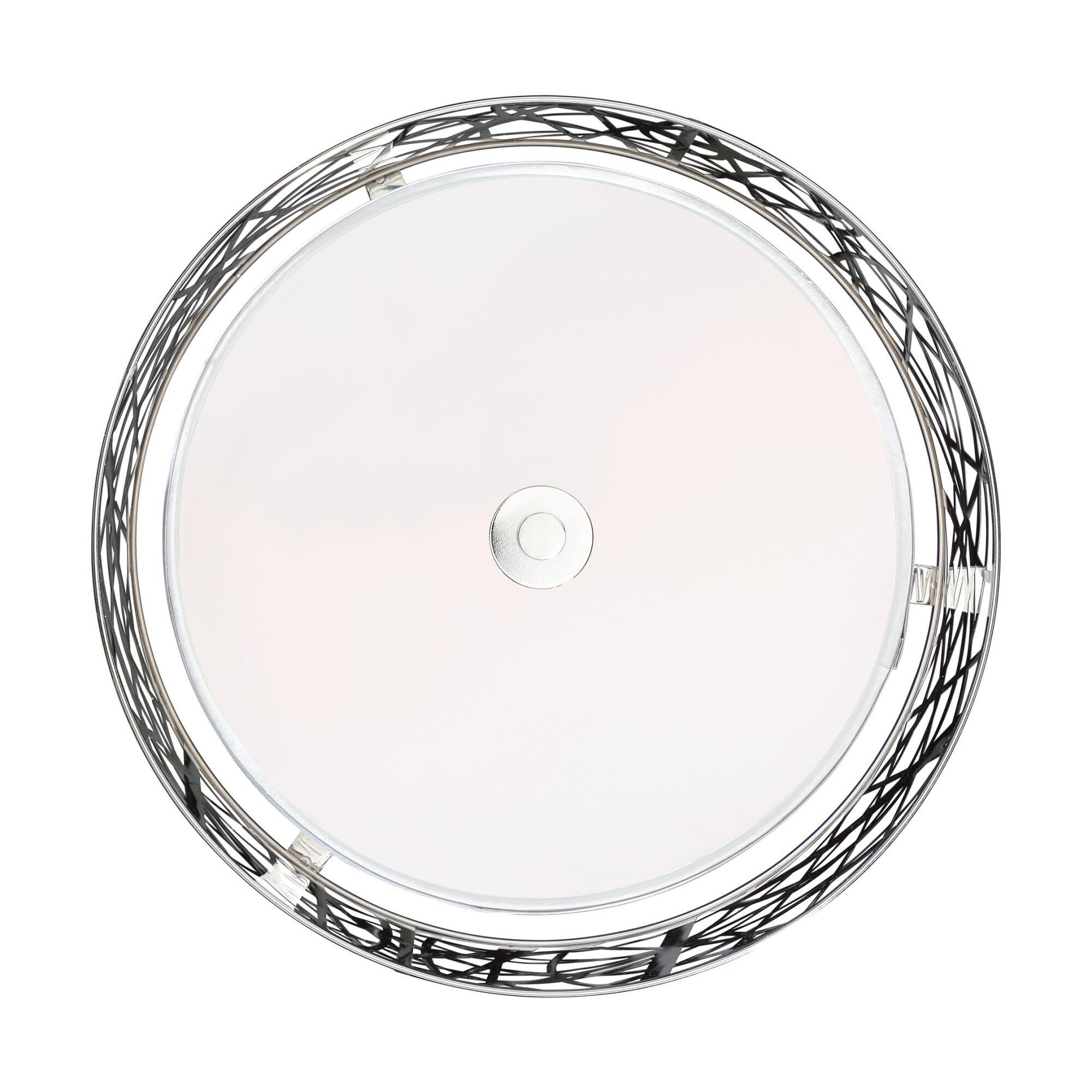 Shown in Polished Chrome finish and Silver Organza White Painted glass