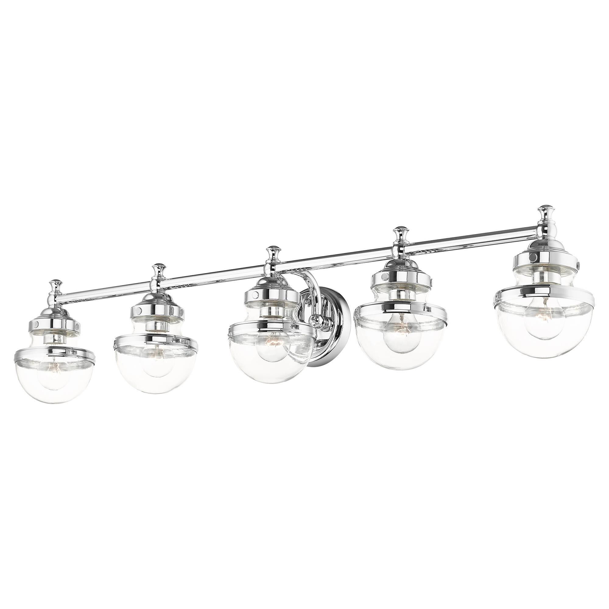 Shown in Polished Chrome finish and Hand Blown Clear glass and Hand Blown Clear Glass shade