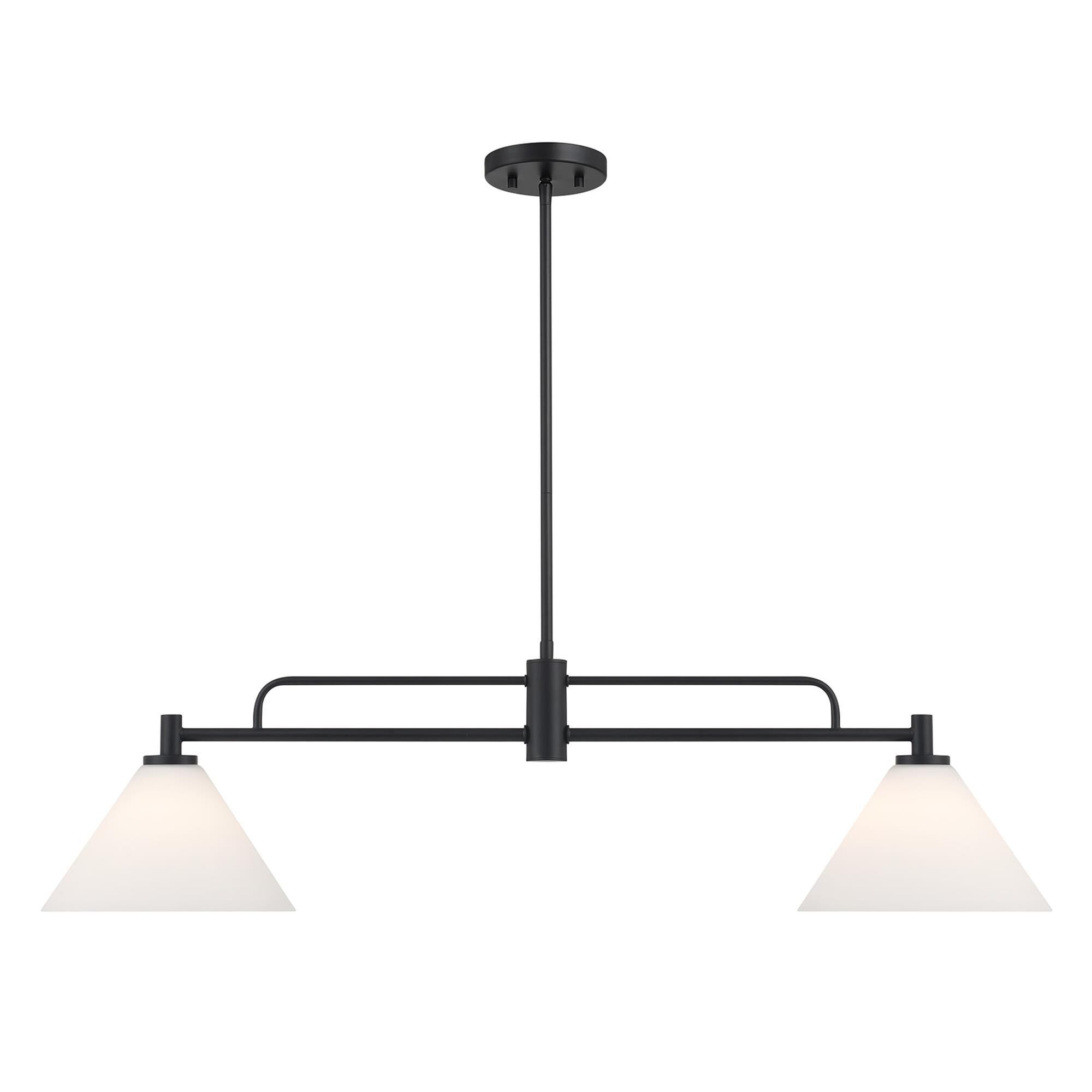 Shown in Matte Black finish and White Opal glass