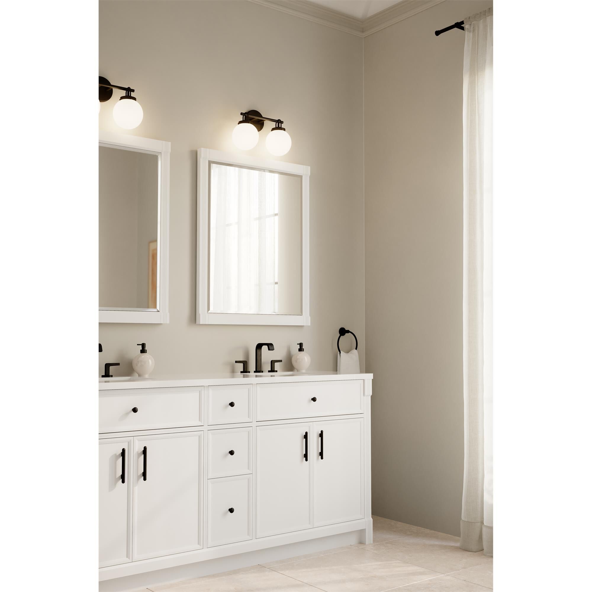 Shown in Dark Matte Black finish and Etched White glass
