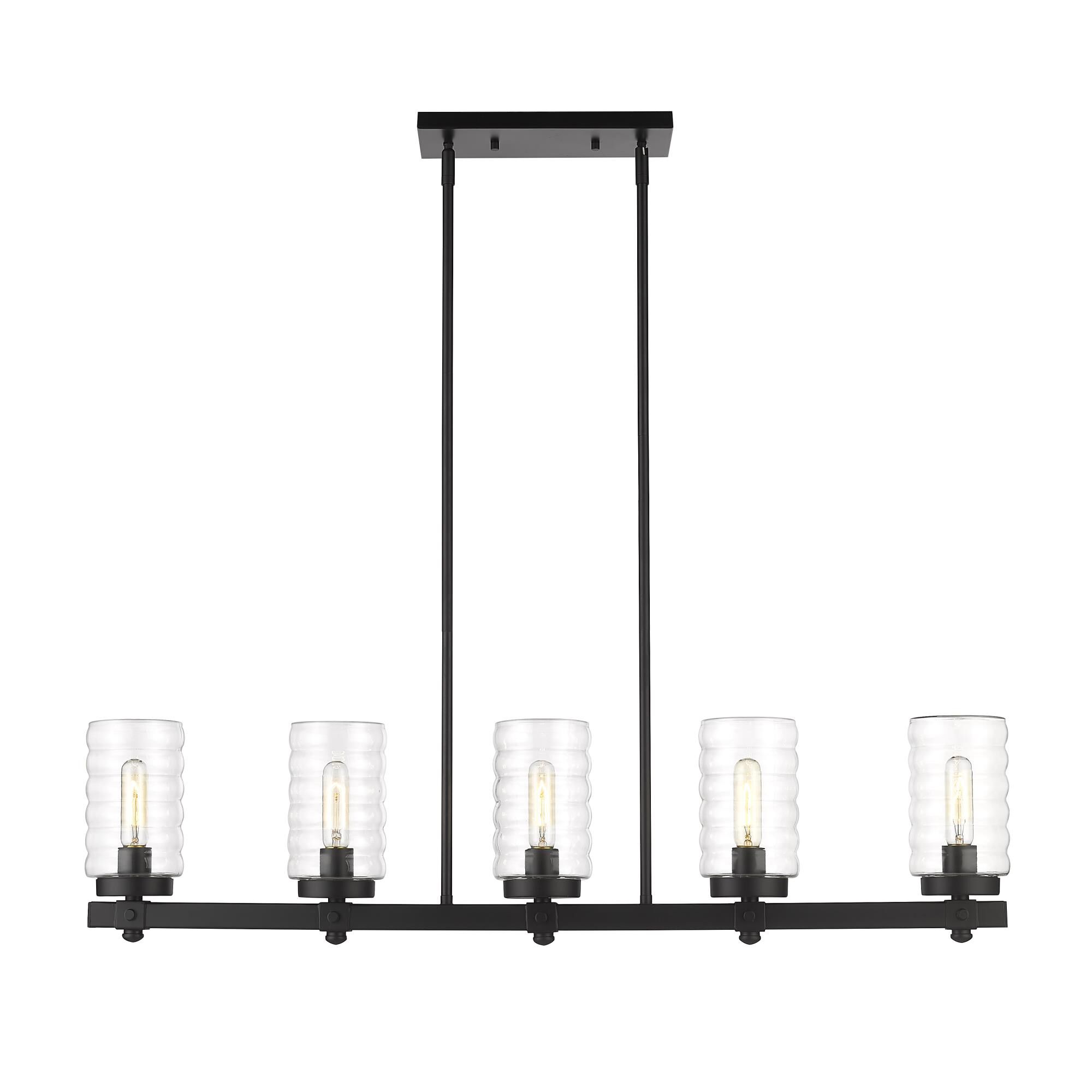Shown in Matte Black finish and Glass shade