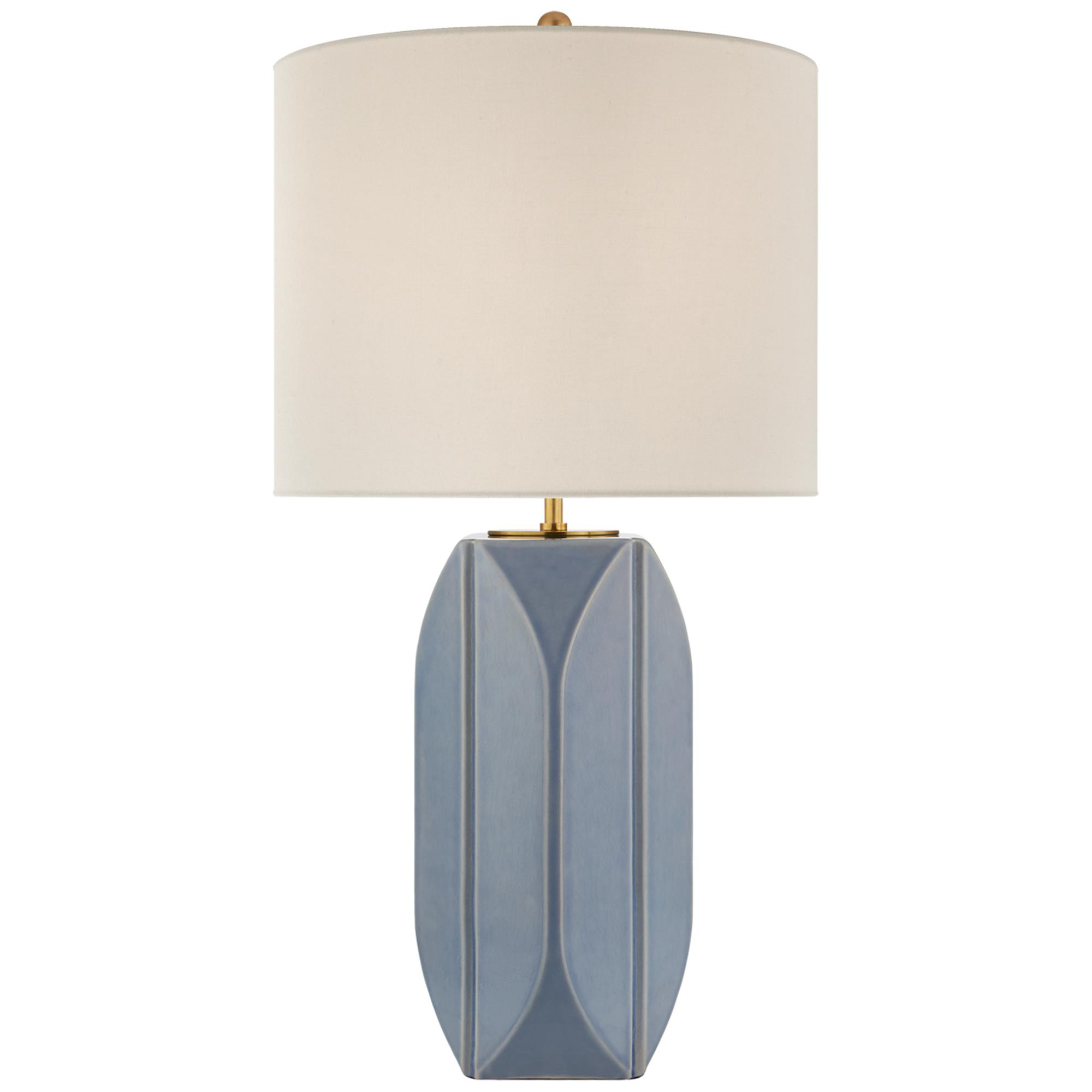 Shown in Polar Blue Crackle finish and Linen shade