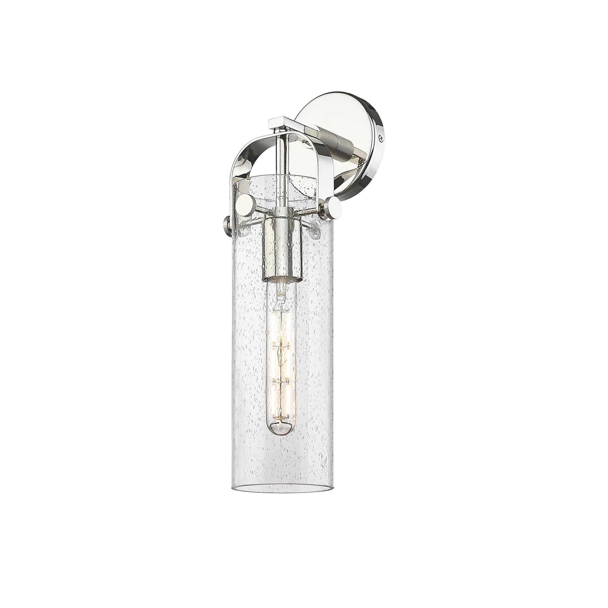 Shown in Polished Nickel finish and Seedy glass