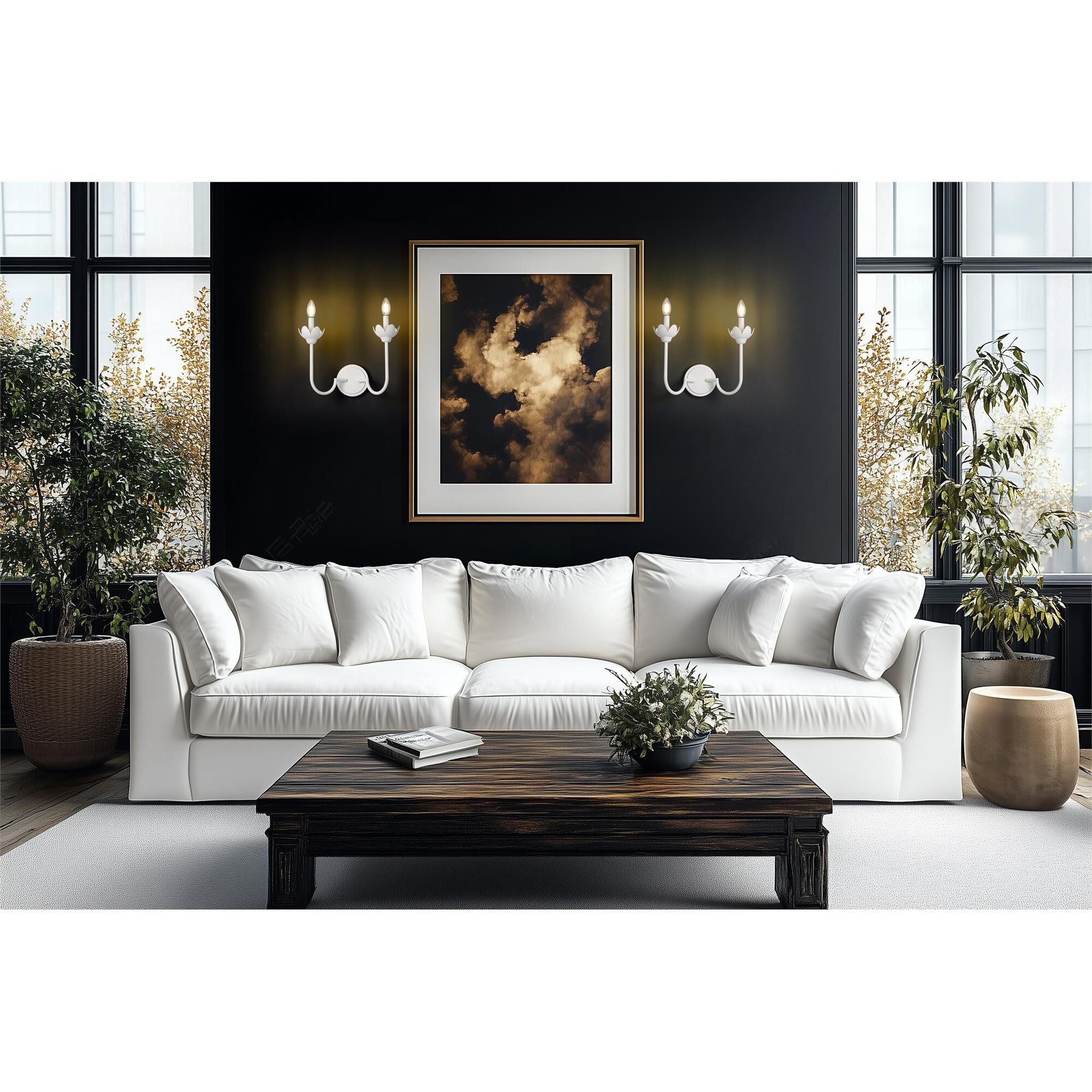 Shown in Textured White finish and Clear Ribbed glass and Clear Ribbed shade