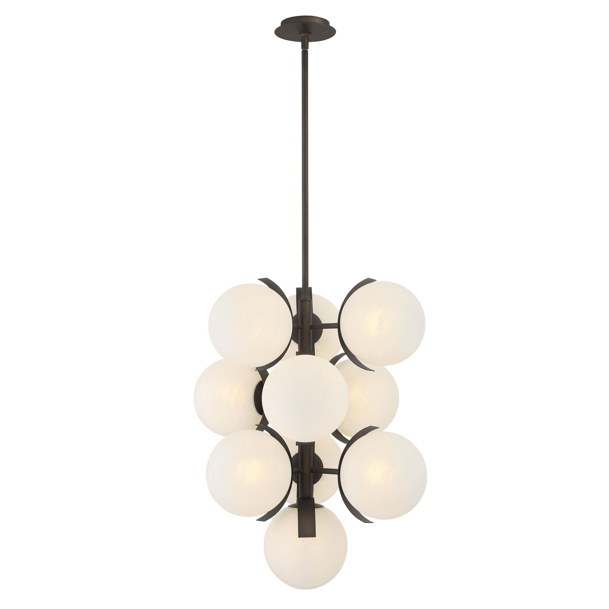 Shown in Dark Bronze finish and White Etched Alabaster glass