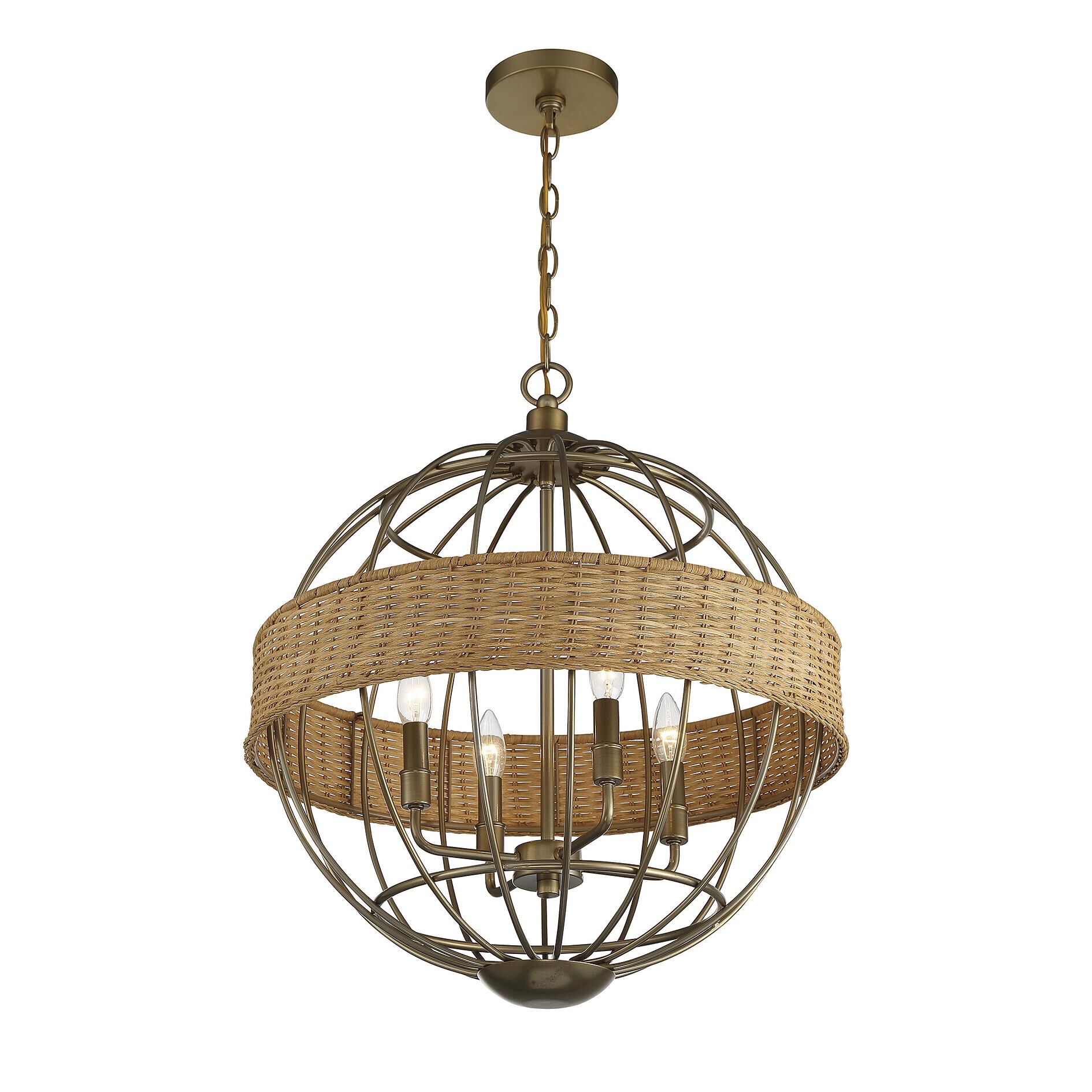Shown in Warm Brass With Natural Rattan finish