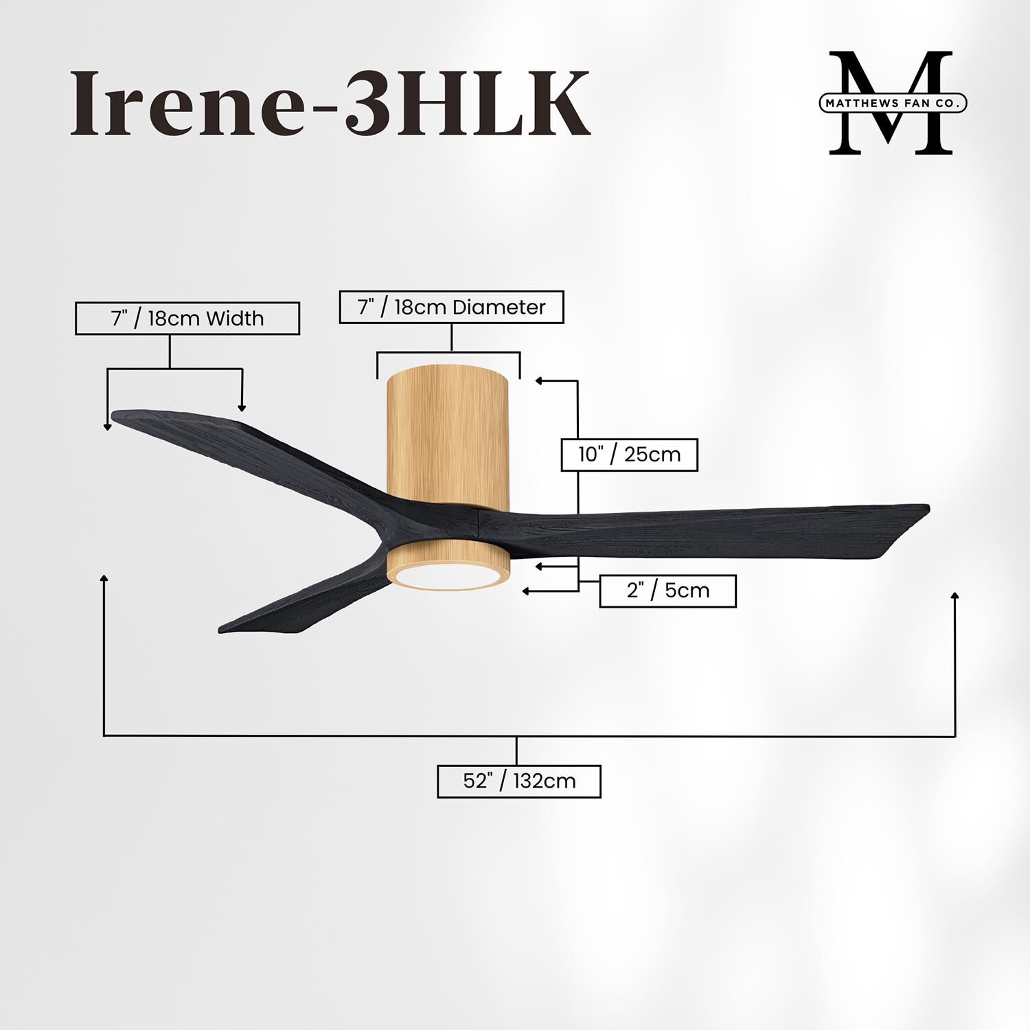 Irene 52 Inch Flush Mount Fan with Light Kit by Matthews Fan Company