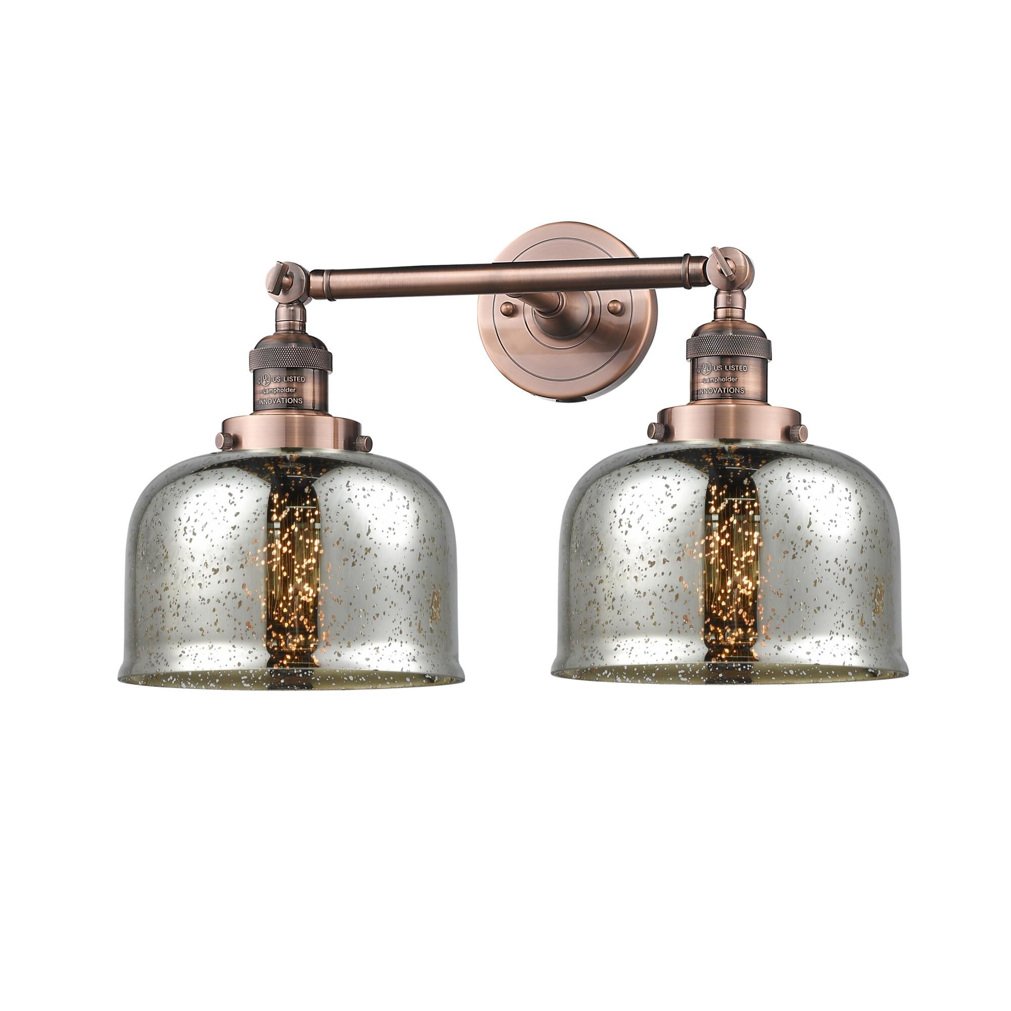 Shown in Antique Copper finish and Silver Mercury glass