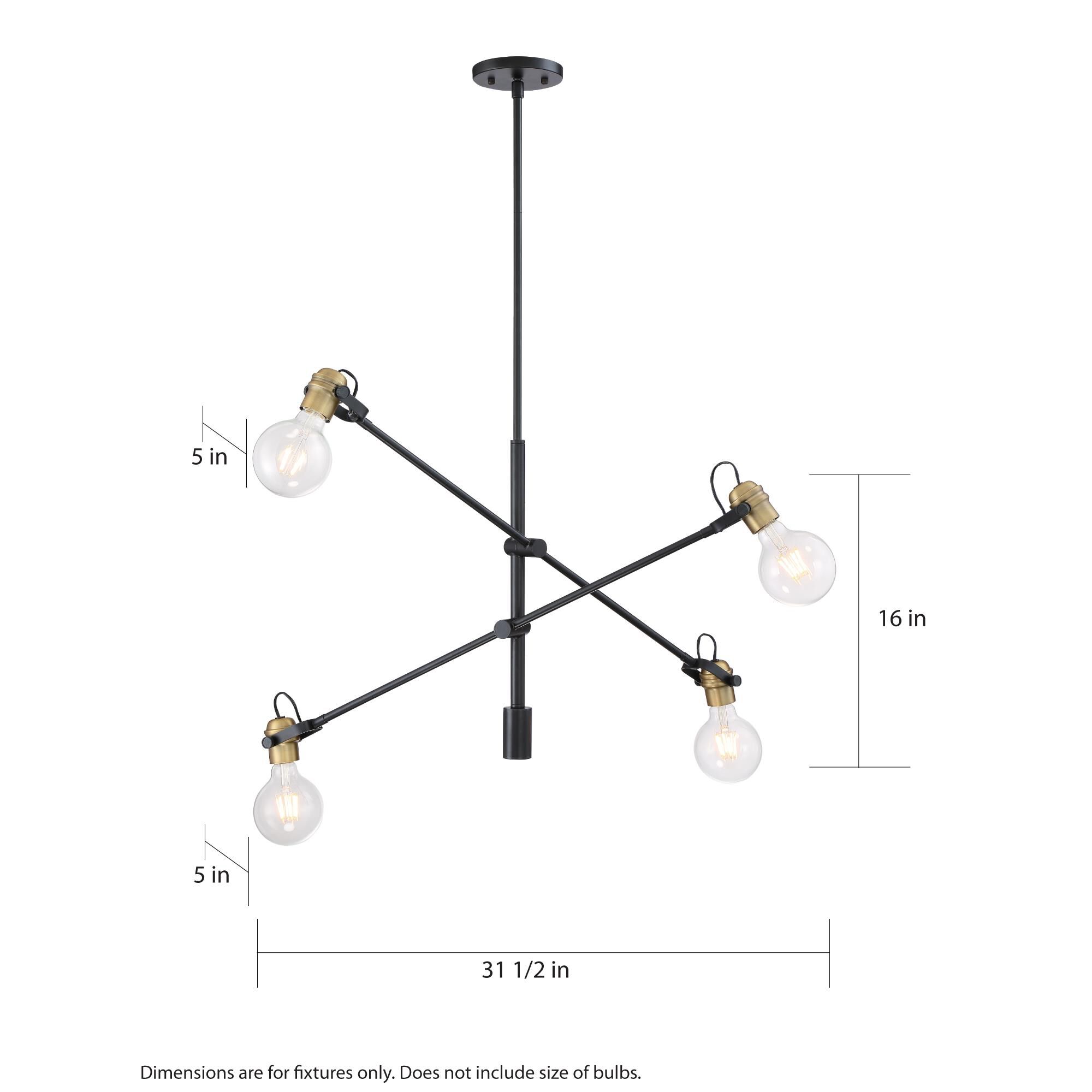 Shown in Black - Brushed Brass finish