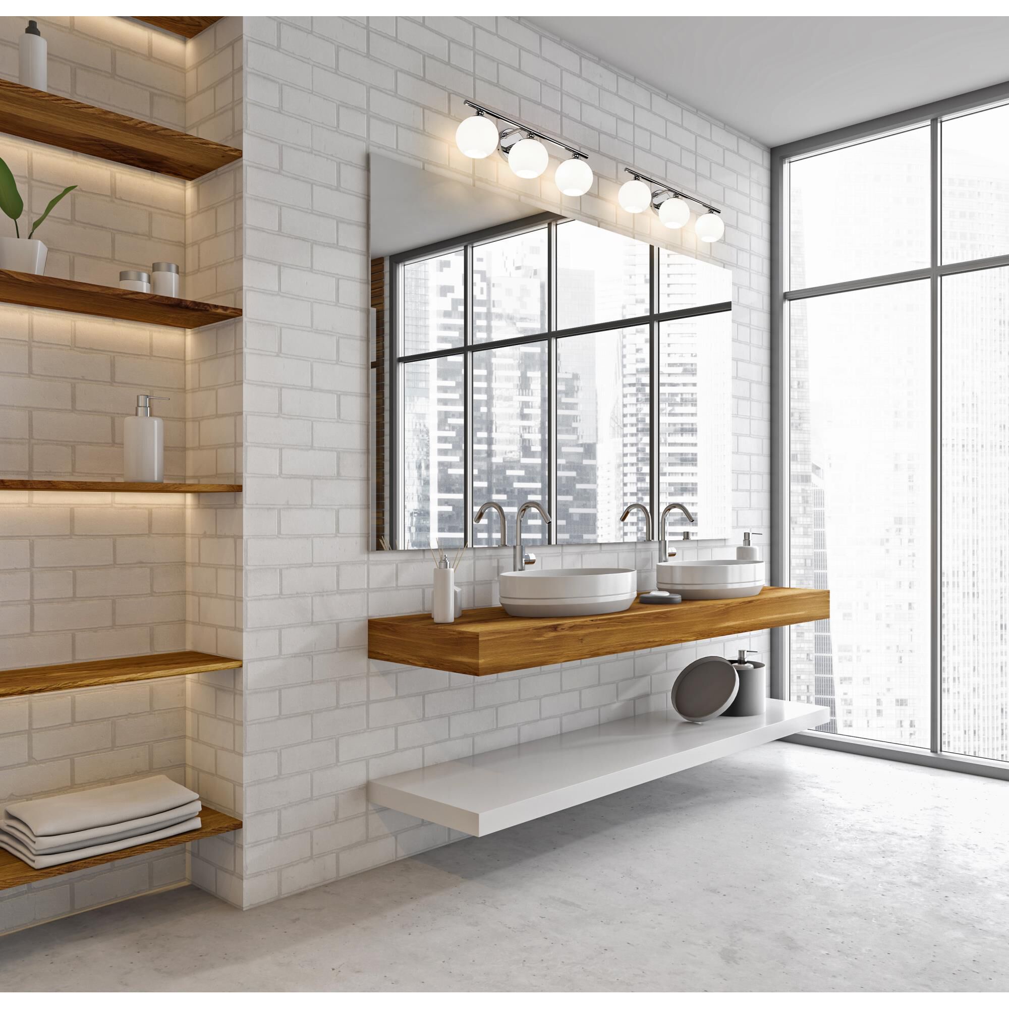 Shown in Chrome finish and Opal Etched glass