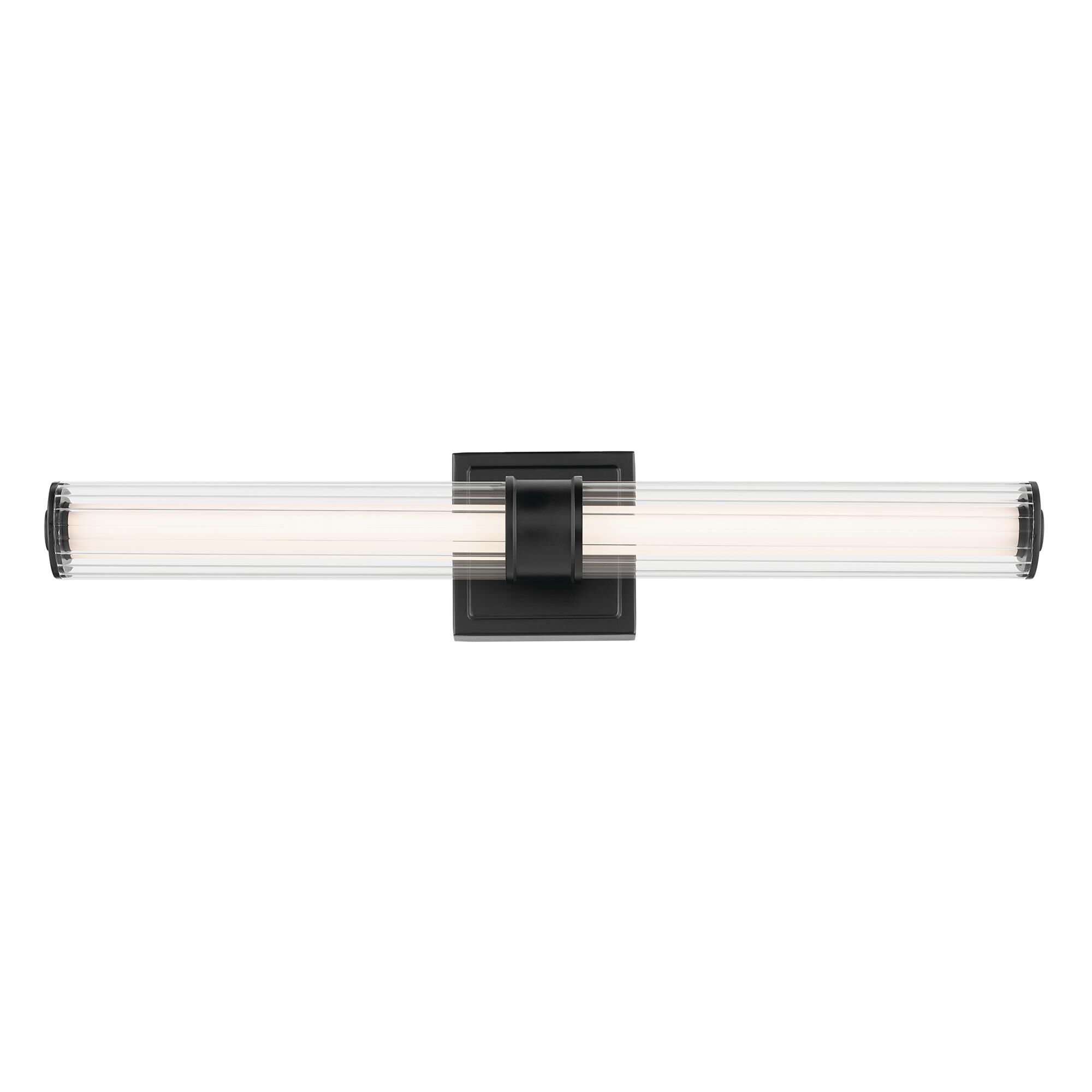Shown in Black finish and Clear Fluted glass