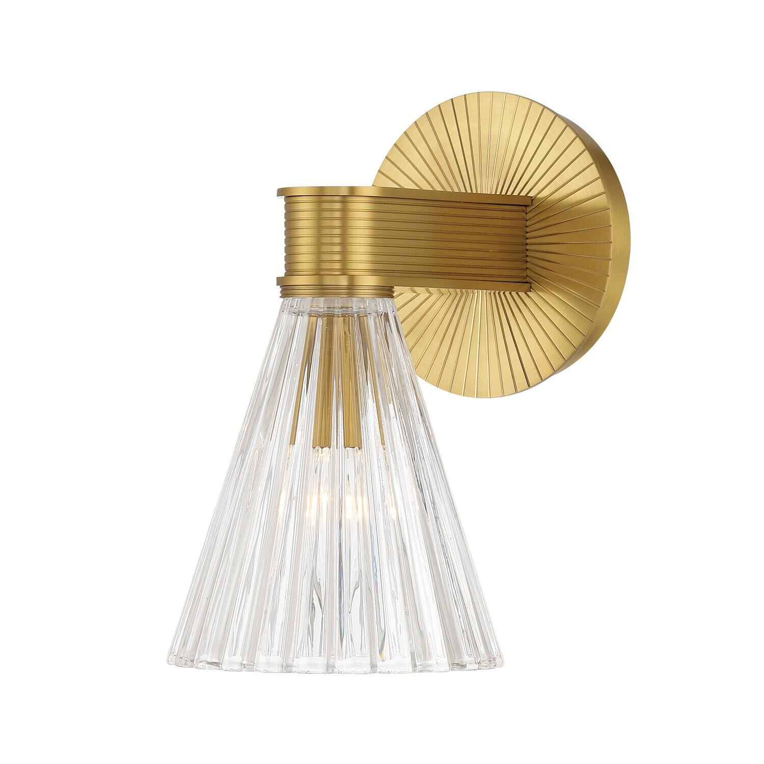 Shown in Luxe Gold finish and Glass shade