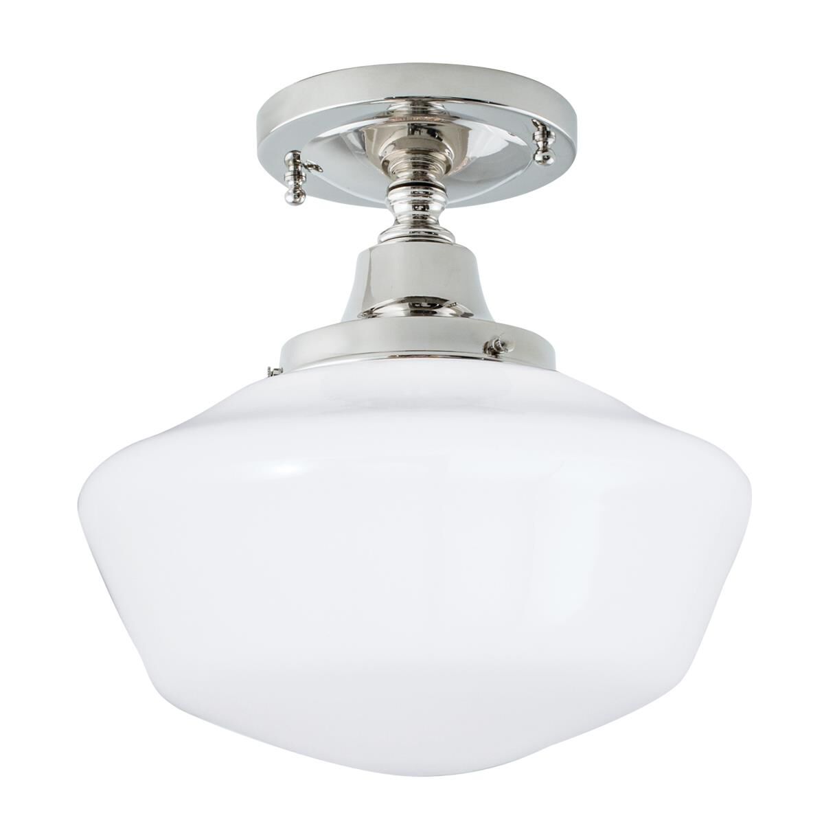 Shown in Polished Nickel finish and Shiny Opal glass and Rounded Stepped shade