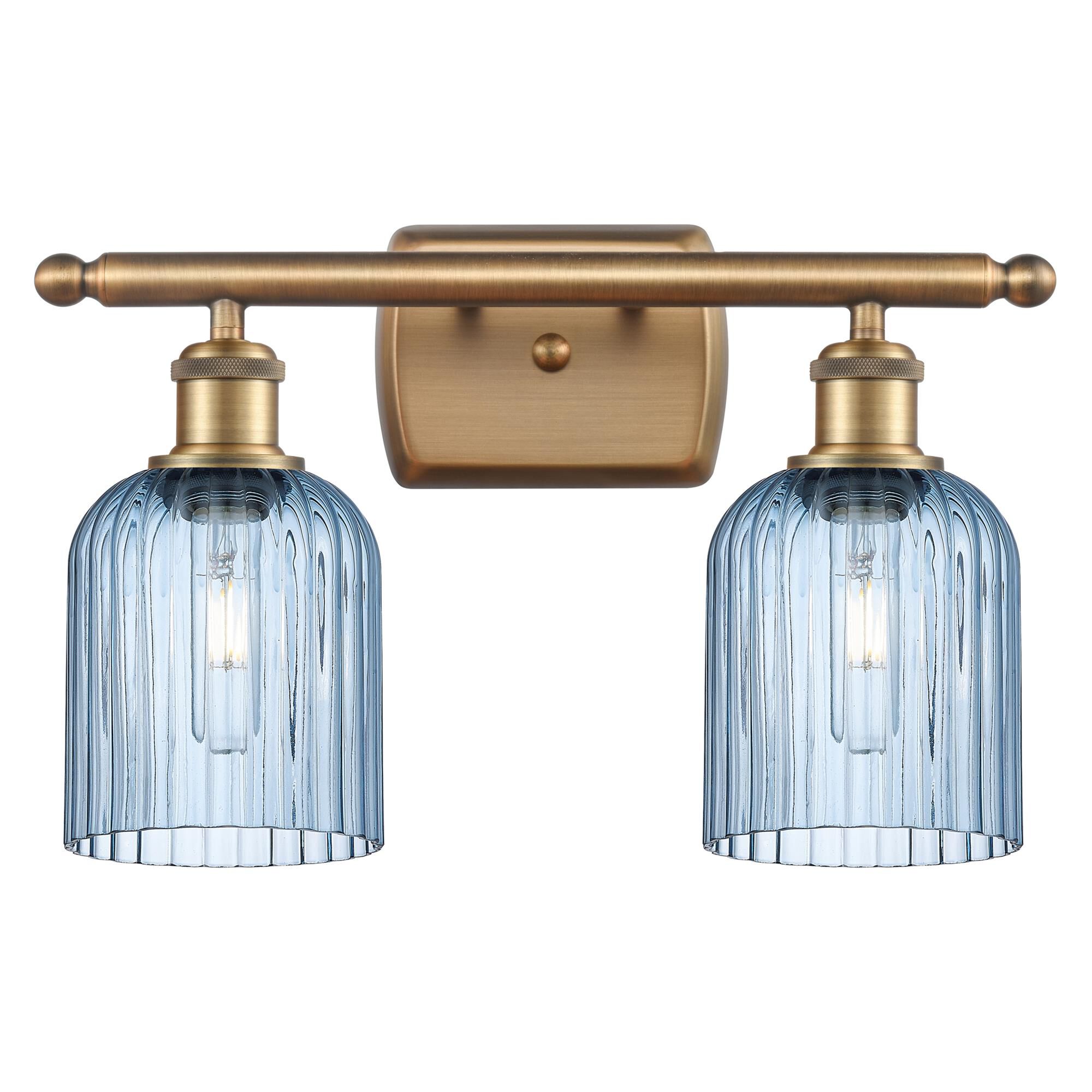 Shown in Brushed Brass finish and Princess Blue shade