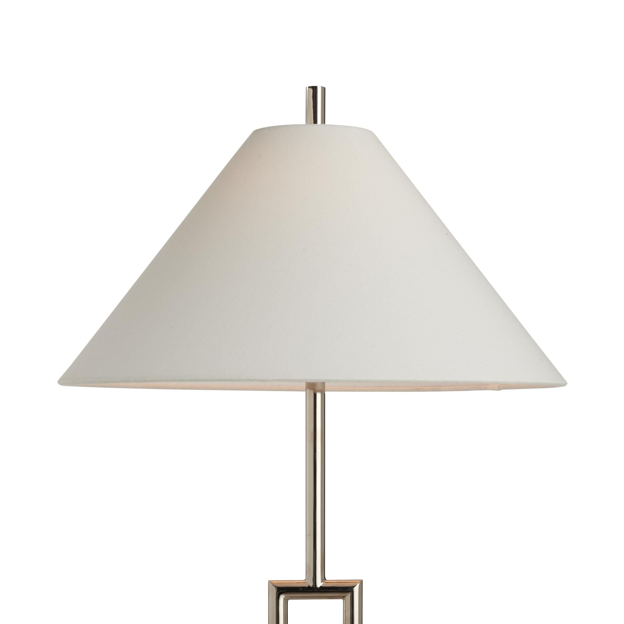Shown in Silver finish and Linen shade