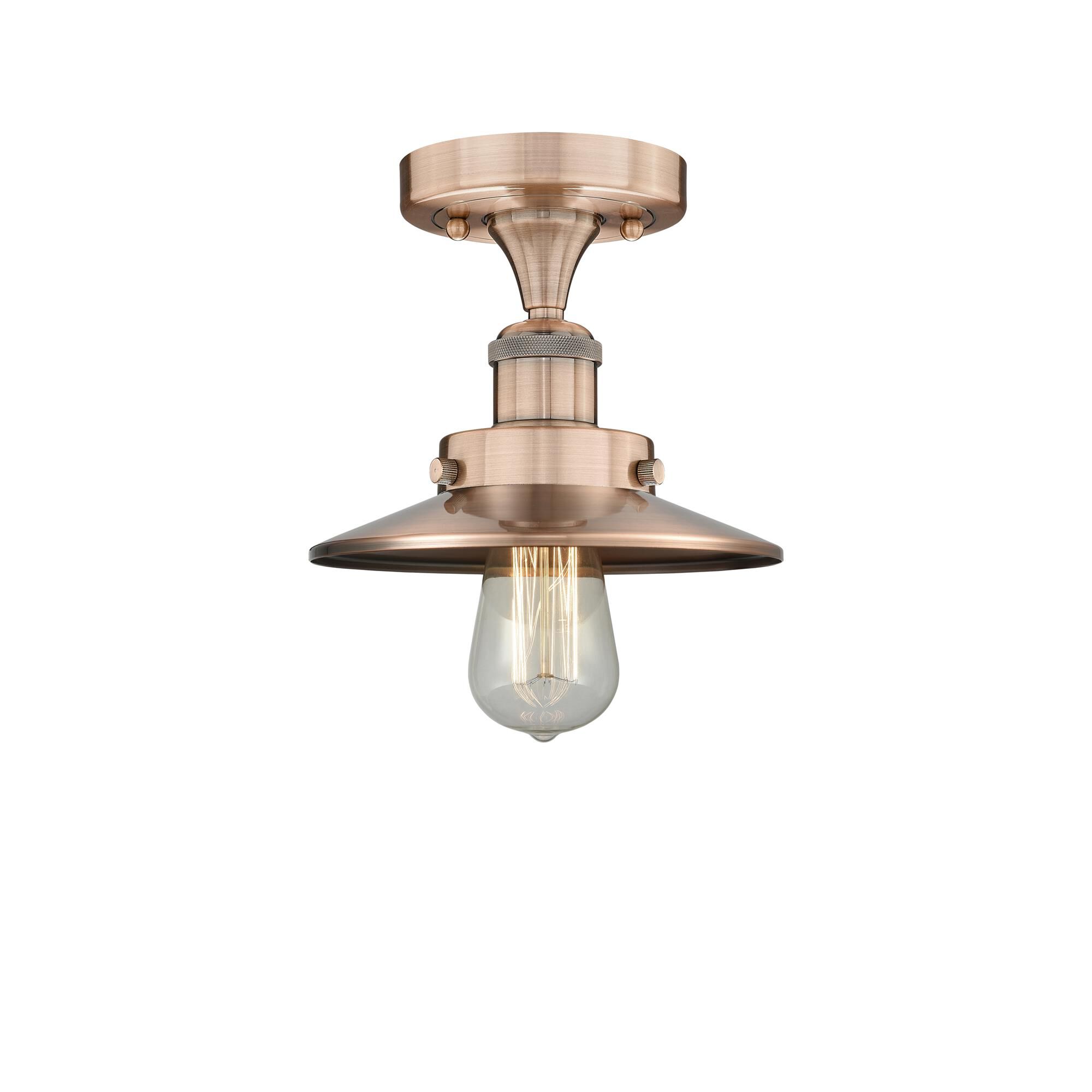 Shown in Antique Copper finish and Antique Copper shade