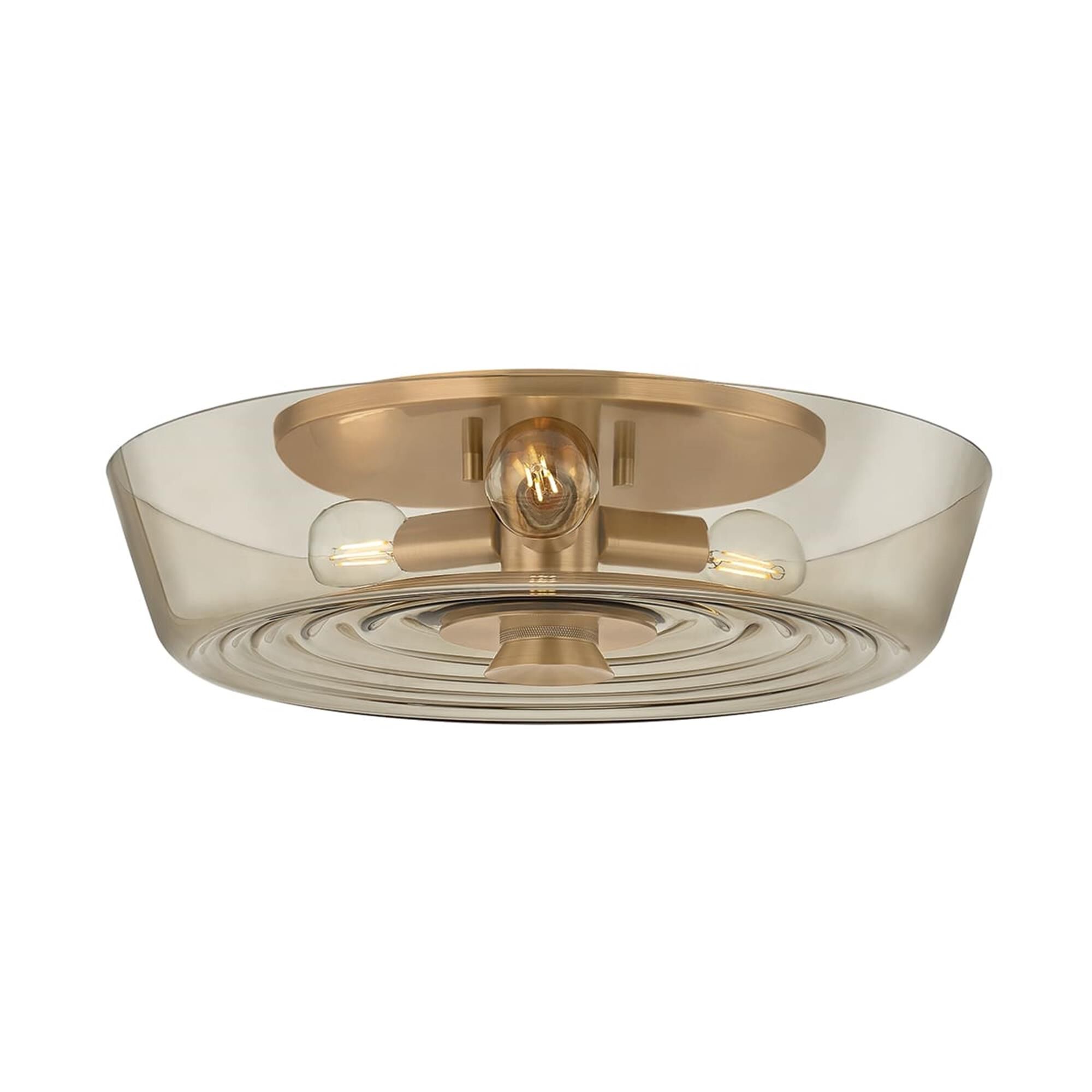 Shown in Patina Brass finish and Light Bronze shade