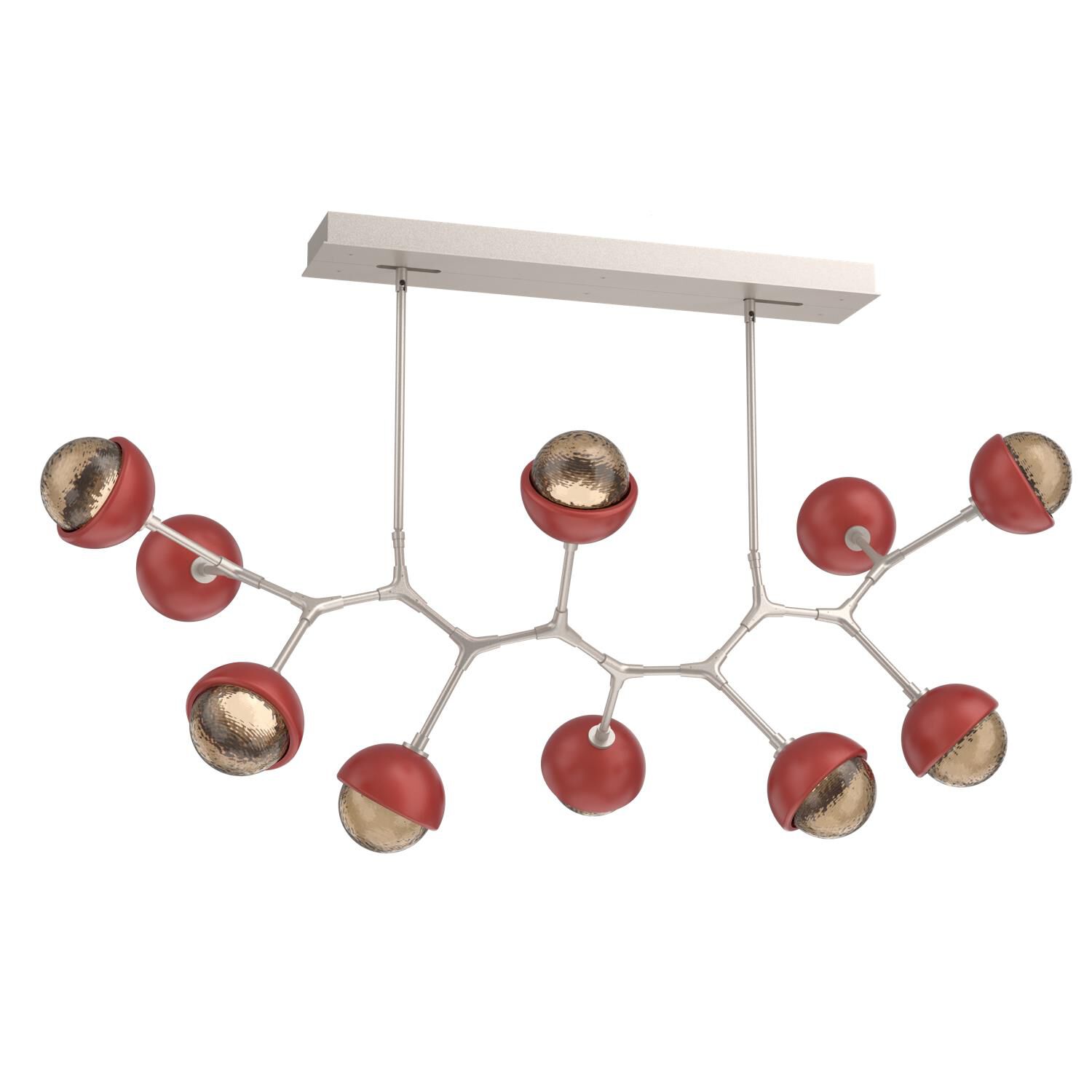 Shown in Beige Silver finish and Bronze glass and Cinnamon Red accent