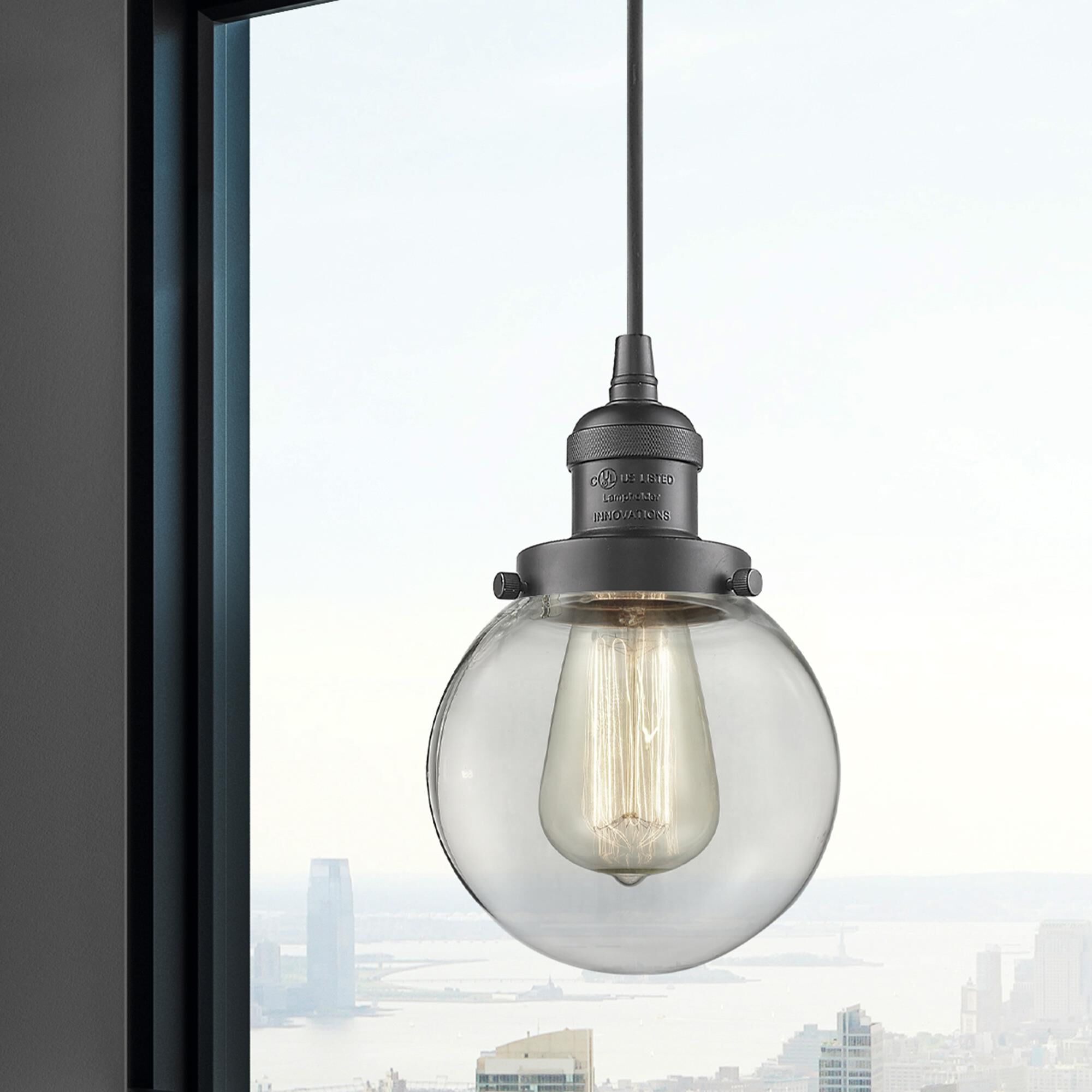 Shown in Oil Rubbed Bronze finish and Clear glass