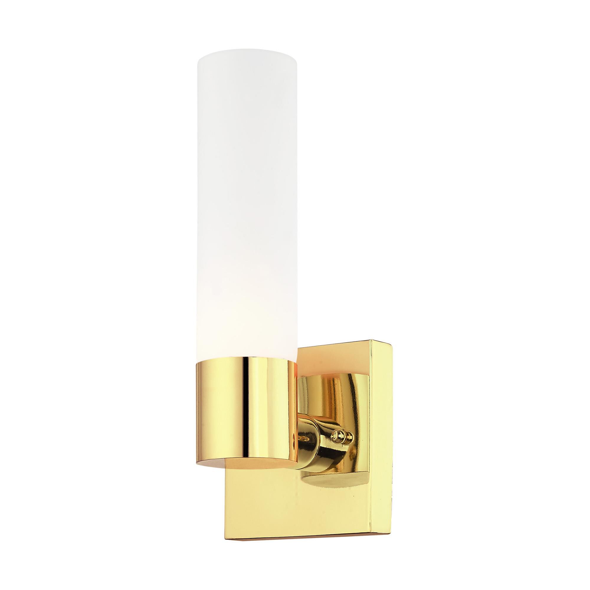Shown in Polished Brass finish and Hand Blown Satin Opal White Twist Lock glass
