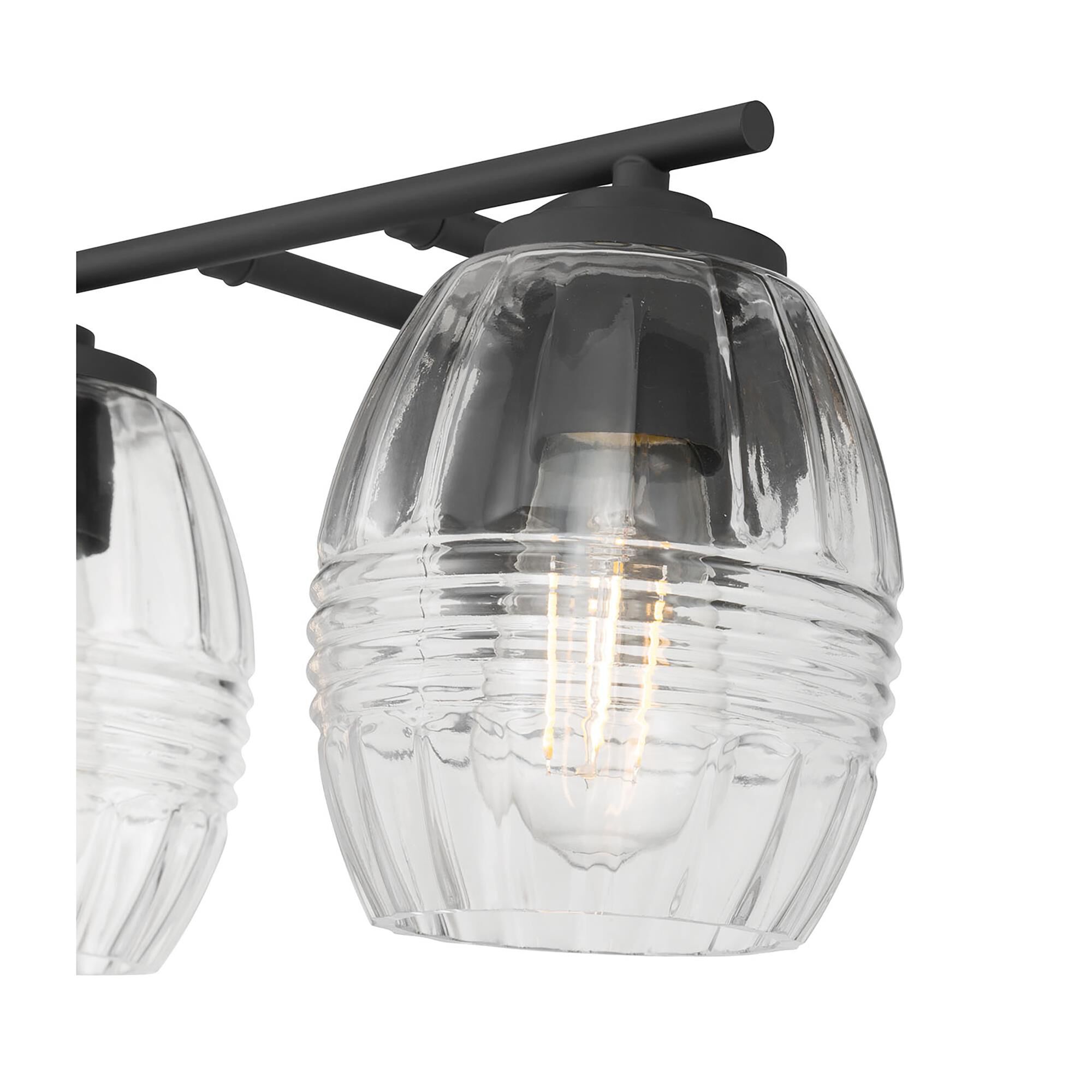 Shown in Matte Black finish and Clear glass